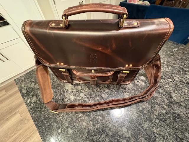 RUSTIC TOWN Leather Messenger Bag for Men - Full Grain Leather Briefcase Laptop Satchel Office Crossbody Travel Bag customer photo 1