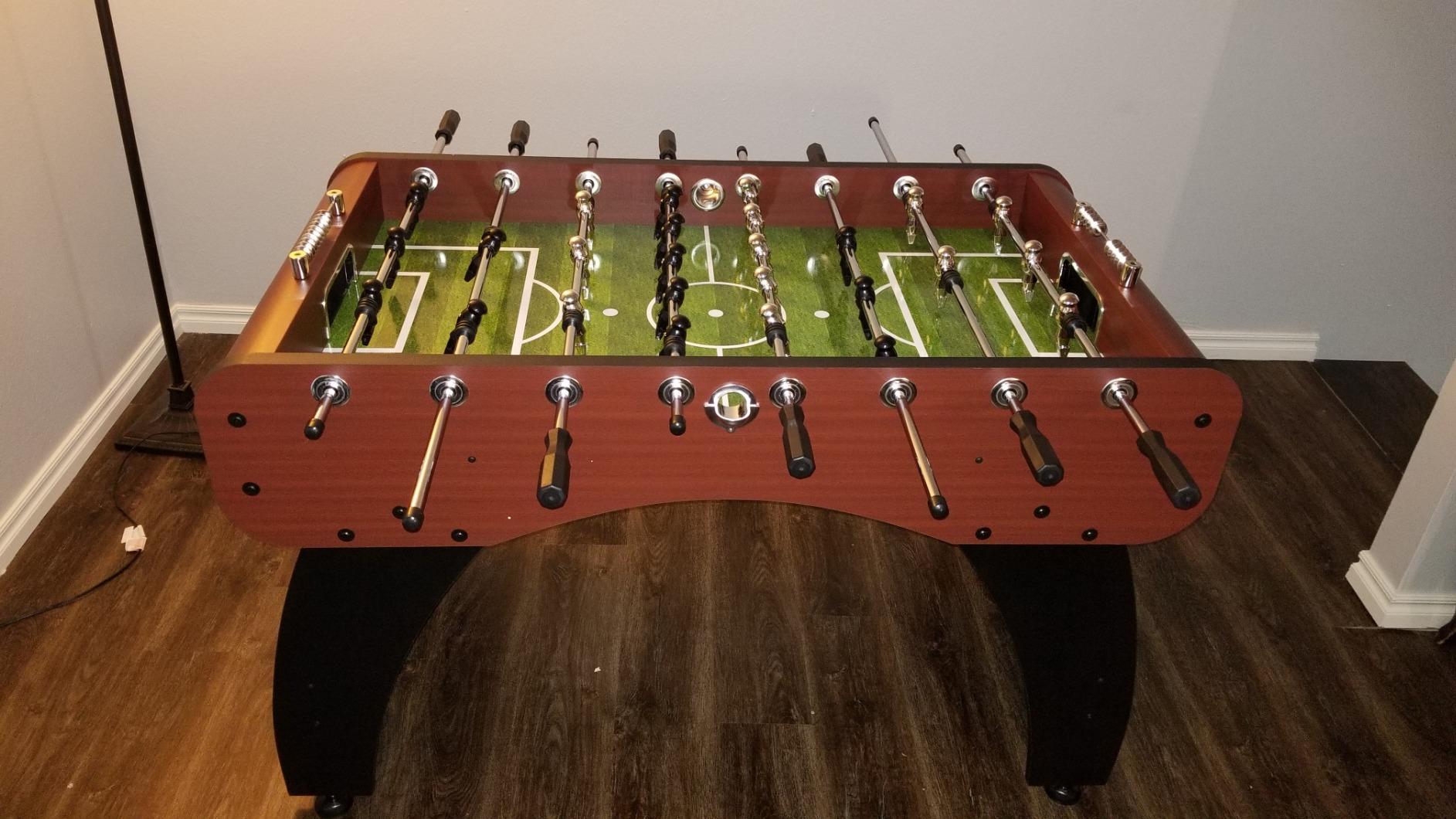 Hathaway Metropolitan 54 inch Foosball Table Adult Size for Family Game Rooms - With Smooth Playfield, Dual Abacus Scoring, Weighted Players, Sturdy Leg Levelers & 2 Foosballs - Cherry Finish customer photo 2