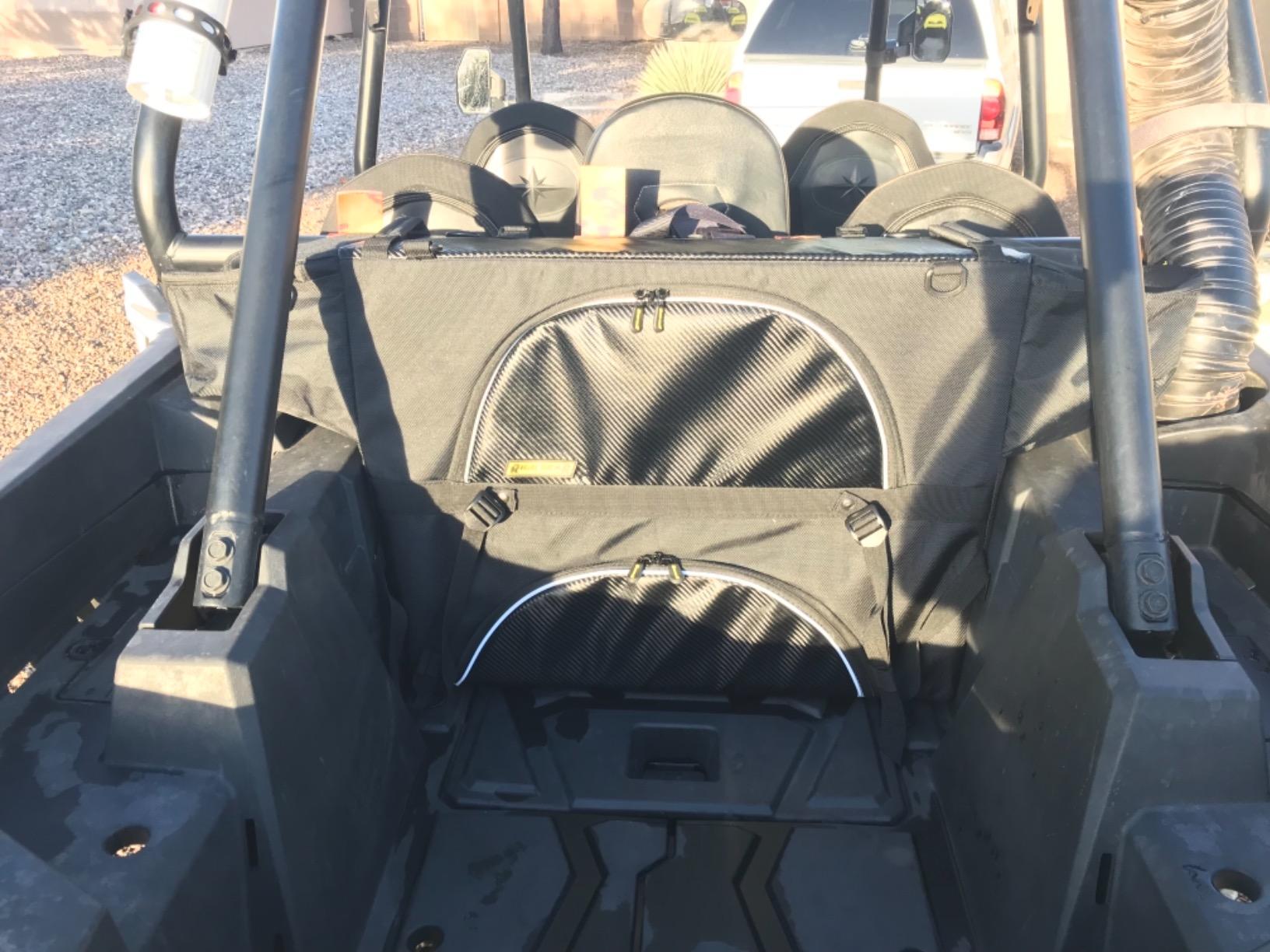 Nelson-Rigg USA UTV Rear Cargo Bag Fits Most UTV's including Polaris RZR, Kawasaki KRX, CFMoto ZForce. Universal Mounting, 2 side pockets, 2 large compartment, reflective accents | Attaches to XP factory roll cage, four zippered compartments, UV-resistant Tri-Max nylon customer photo 2