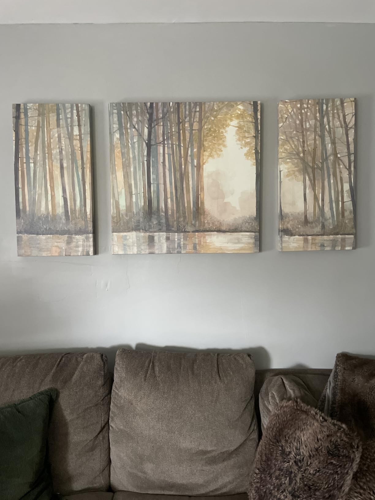 Madison Park Wall Art Living Room Décor - Triptych Scenery Watercolor Canvas, Home Accent Modern Dining Decoration, Ready to Hang Painting for Bedroom, Multi-Sizes, Natural Forest Reflection 3 Piece customer photo 2