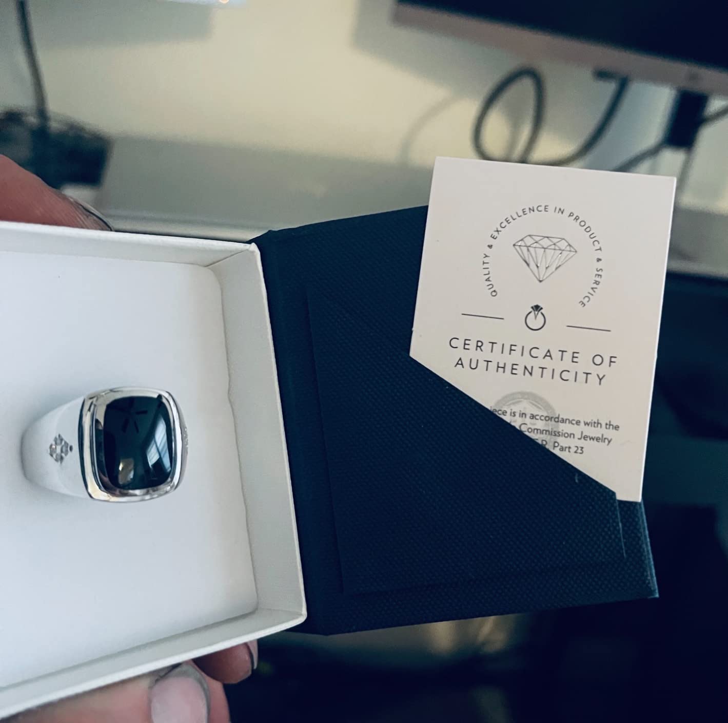 Men's Genuine Black Onyx Knight Signet Ring 925 Sterling Silver, Large 15x12mm Cushion Cut Sizes 8 to 13 customer photo 1