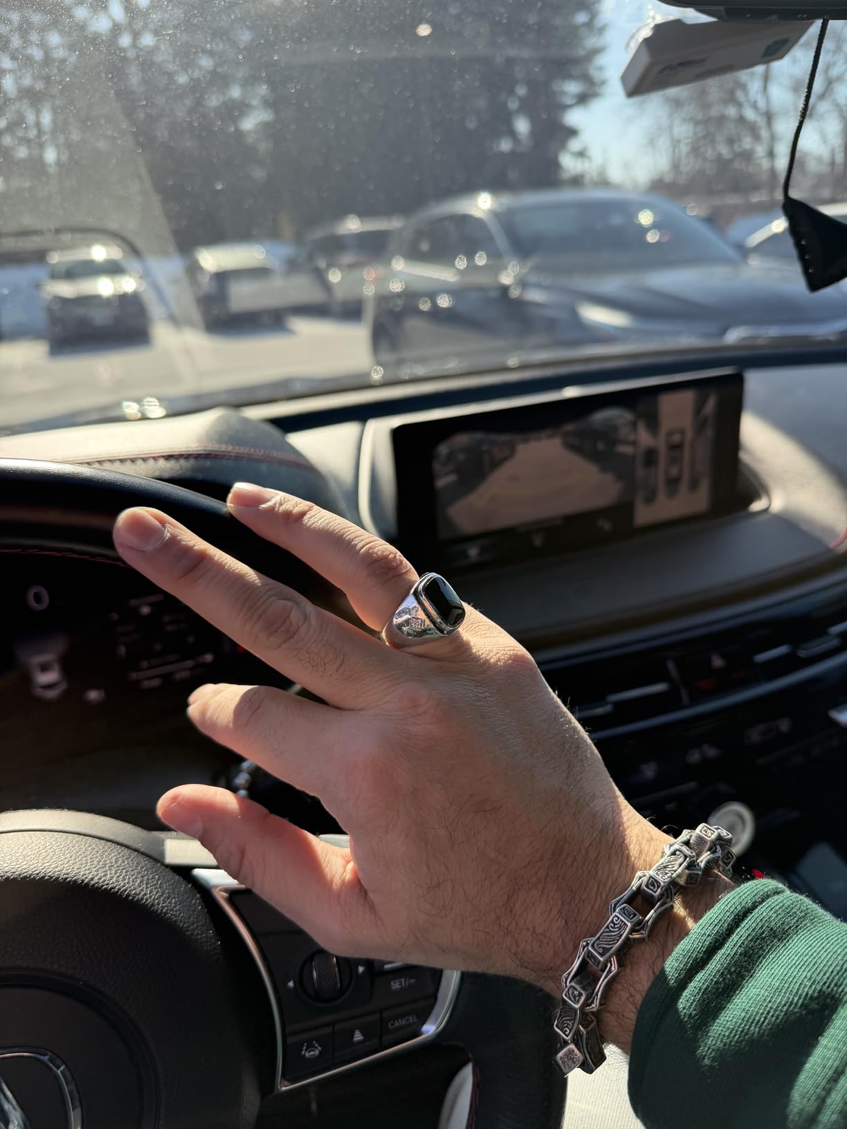 Men's Genuine Black Onyx Knight Signet Ring 925 Sterling Silver, Large 15x12mm Cushion Cut Sizes 8 to 13 customer photo 2