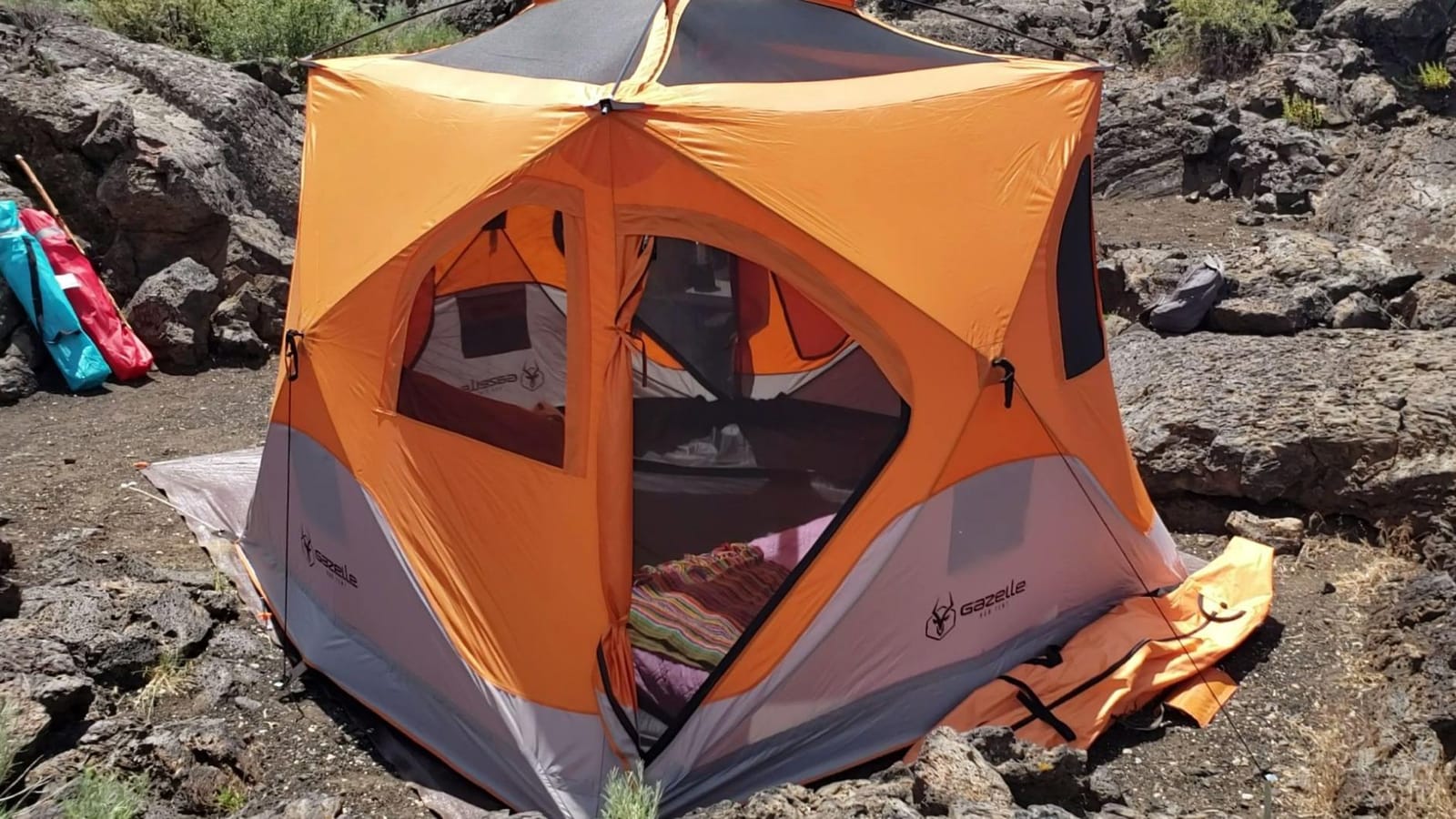 Gazelle T4 Waterproof 4 Person Portable Polyester Outdoor Pop Up Camping or Beach Tent with Removable Floor, Mesh Screens, and Rain Fly, Orange customer photo 1