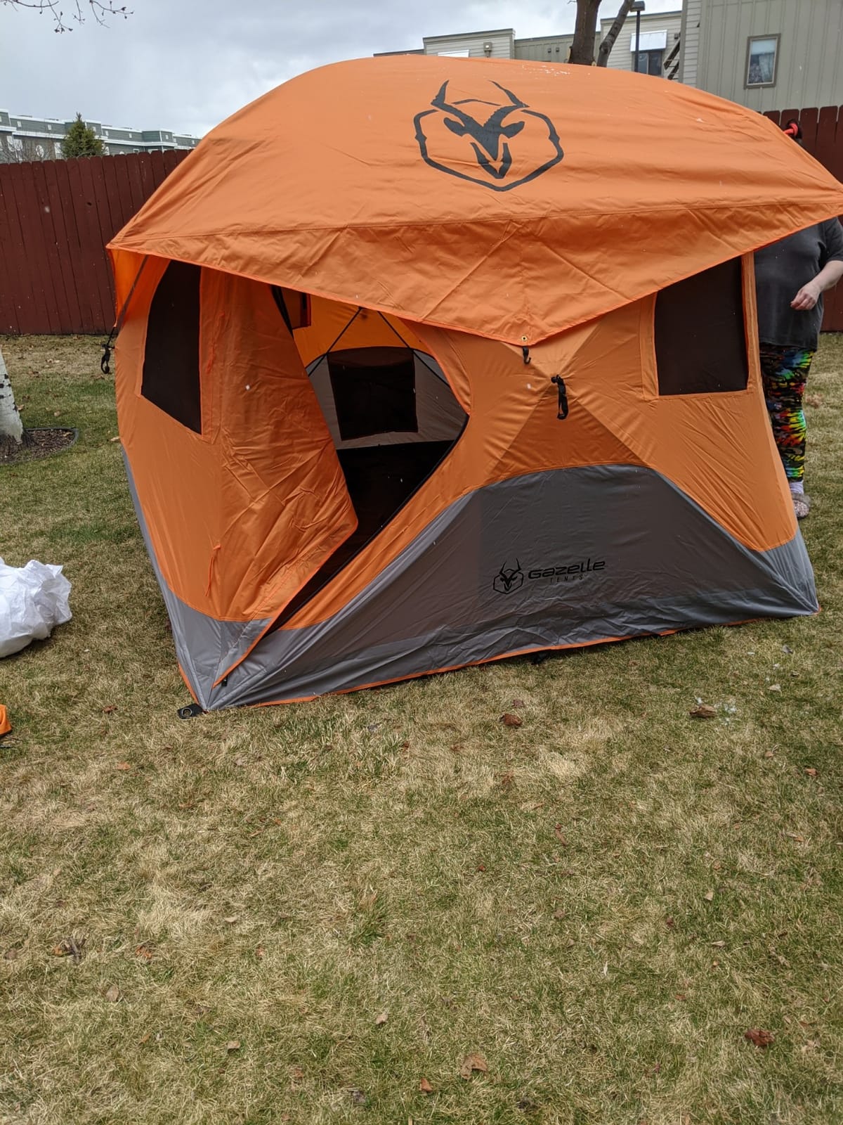 Gazelle T4 Waterproof 4 Person Portable Polyester Outdoor Pop Up Camping or Beach Tent with Removable Floor, Mesh Screens, and Rain Fly, Orange customer photo 2