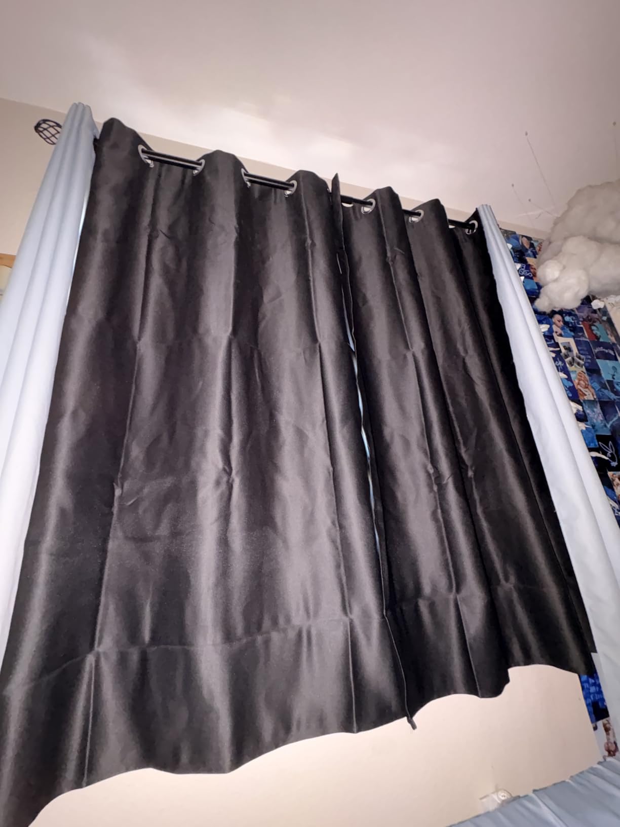 NICETOWN Halloween Pitch Black Solid Thermal Insulated Grommet Blackout Curtains/Drapes for Bedroom Window (2 Panels, 42 inches Wide by 63 inches Long, Black) customer photo 2