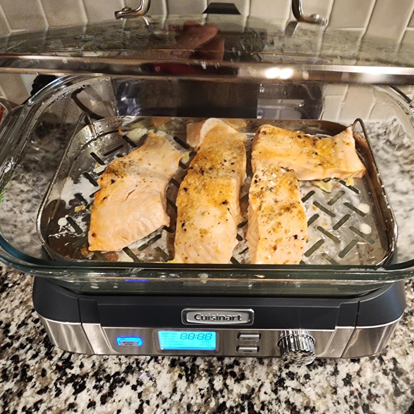 Cuisinart Glass Food Steamer, 5 Pre-Programmed Settings, 5-Liter Capacity | 5-liter poultry, grains, seafood & vegetable steamer with Keep Warm function, audible alert & Delay Start feature, STM-1000 customer photo 2