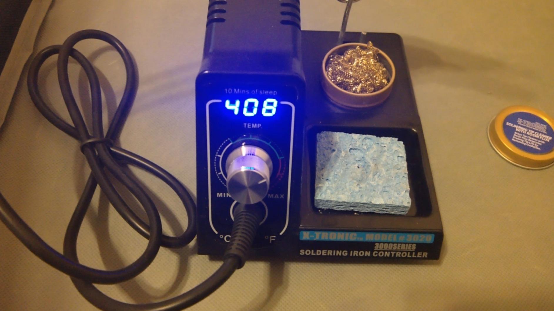 The Original X-Tronic 3020-XTS 75W Soldering Iron Station LED 2 Helping Hands Roll of Solder Brass Sponge w/Cleaning Flux Wet Sponge °C/°F Conversion Switch 10 Minute Sleep Feature customer photo 1