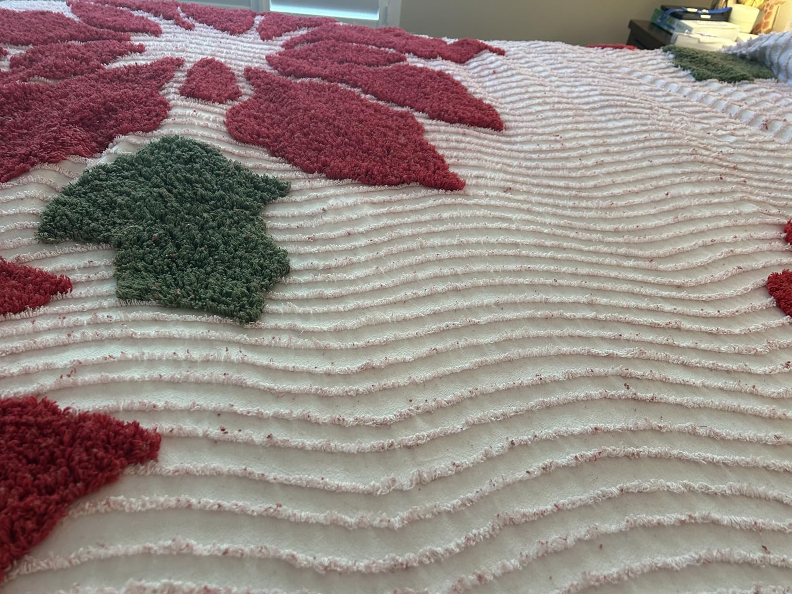 BrylaneHome Bloom Chenille Bedspread | Bedding Oversized Cotton Bloom Chenille Bedspread Floral Bedding Colorful Flowers QUEEN, Red Multi customer photo 2