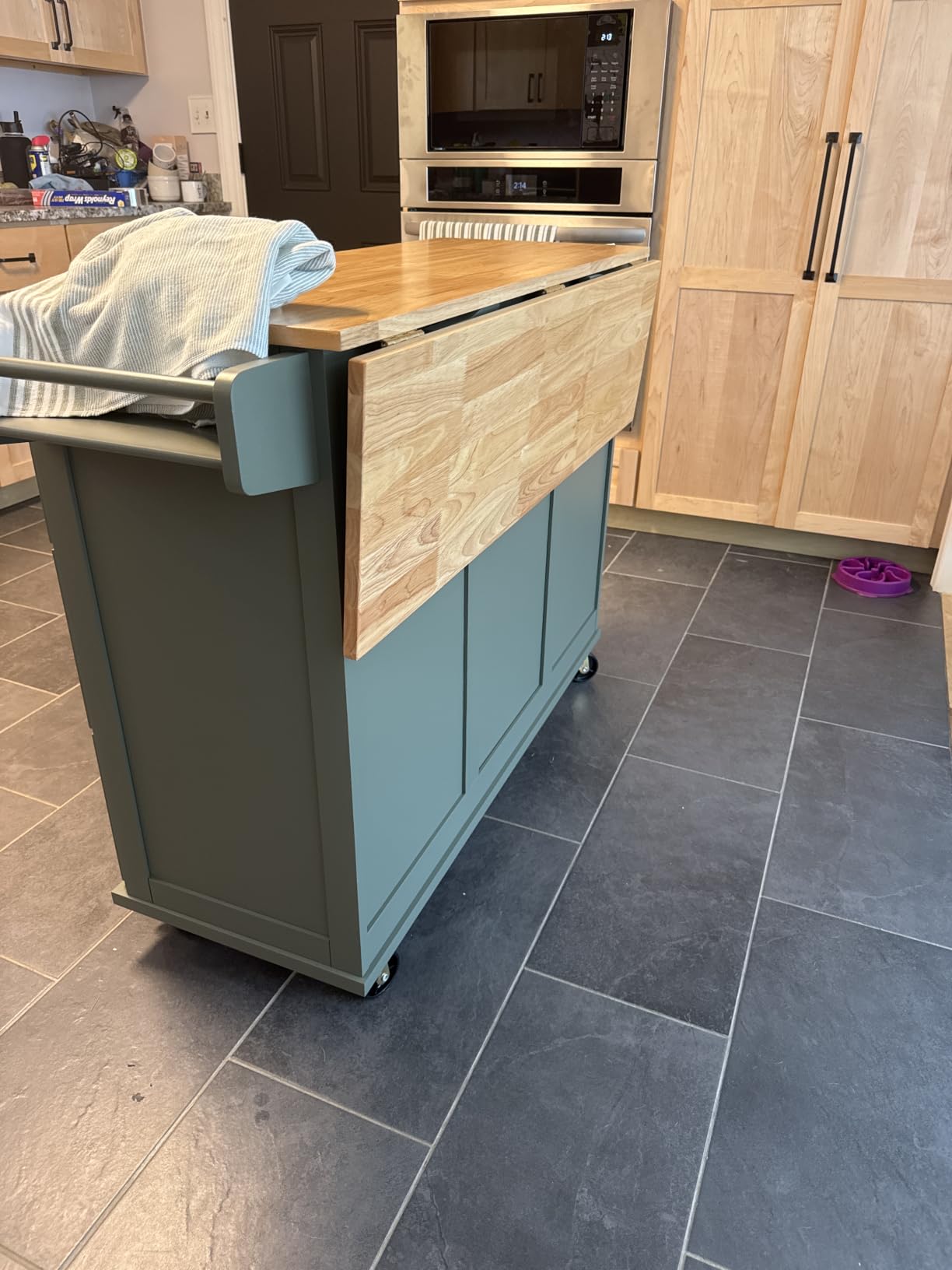 Homestyles Dolly Madison Off-White Mobile Kitchen Island Cart with Wood Drop Leaf Breakfast Bar customer photo 1