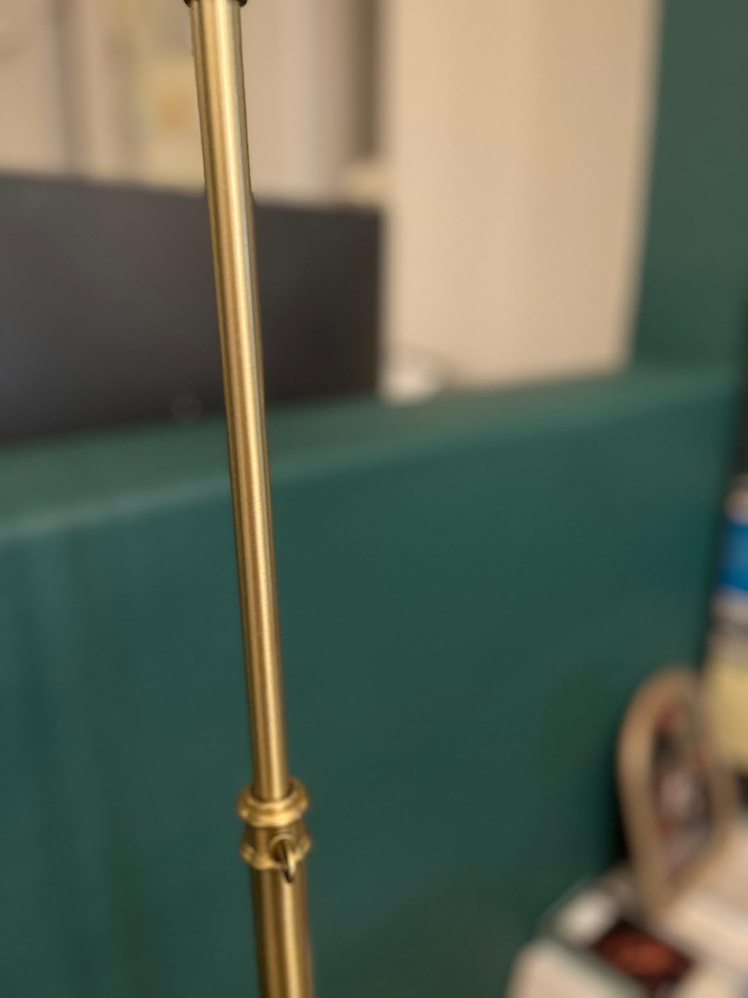 Jenson Adjustable Height Brass Swing Arm Pharmacy 54 inch Tall Floor Lamp, Traditional Farmhouse Metal Aged Shade Standing Pole Light for Living Room Reading House Bedroom Home Office customer photo 2