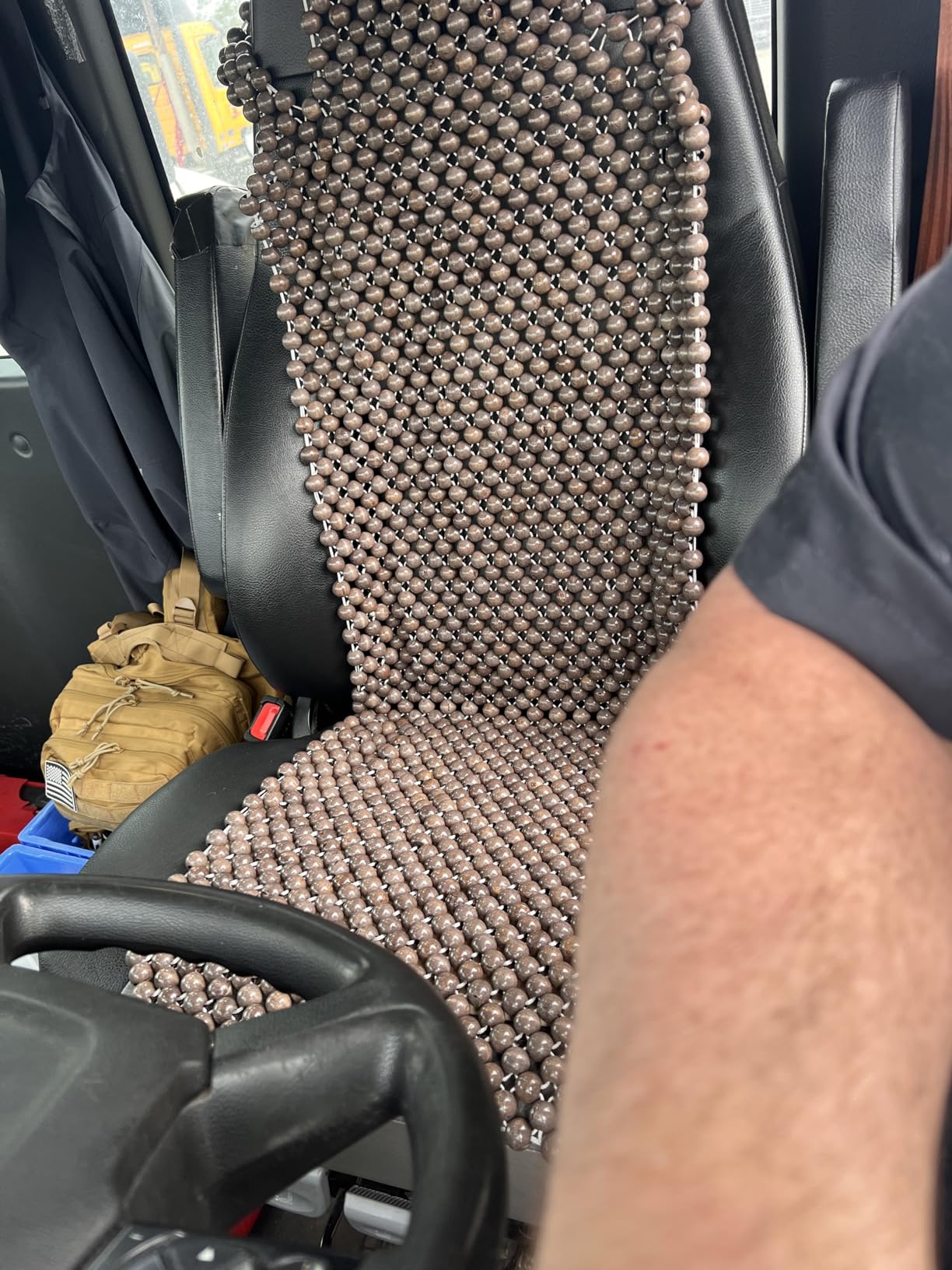 Natural Wood Beaded Seat Cover Massaging Cooling Cushion for Car Truck. Keeps The Back from Getting Sweaty While Driving. Makes Driving More Bearable and Less Painful On Long Trips customer photo 1