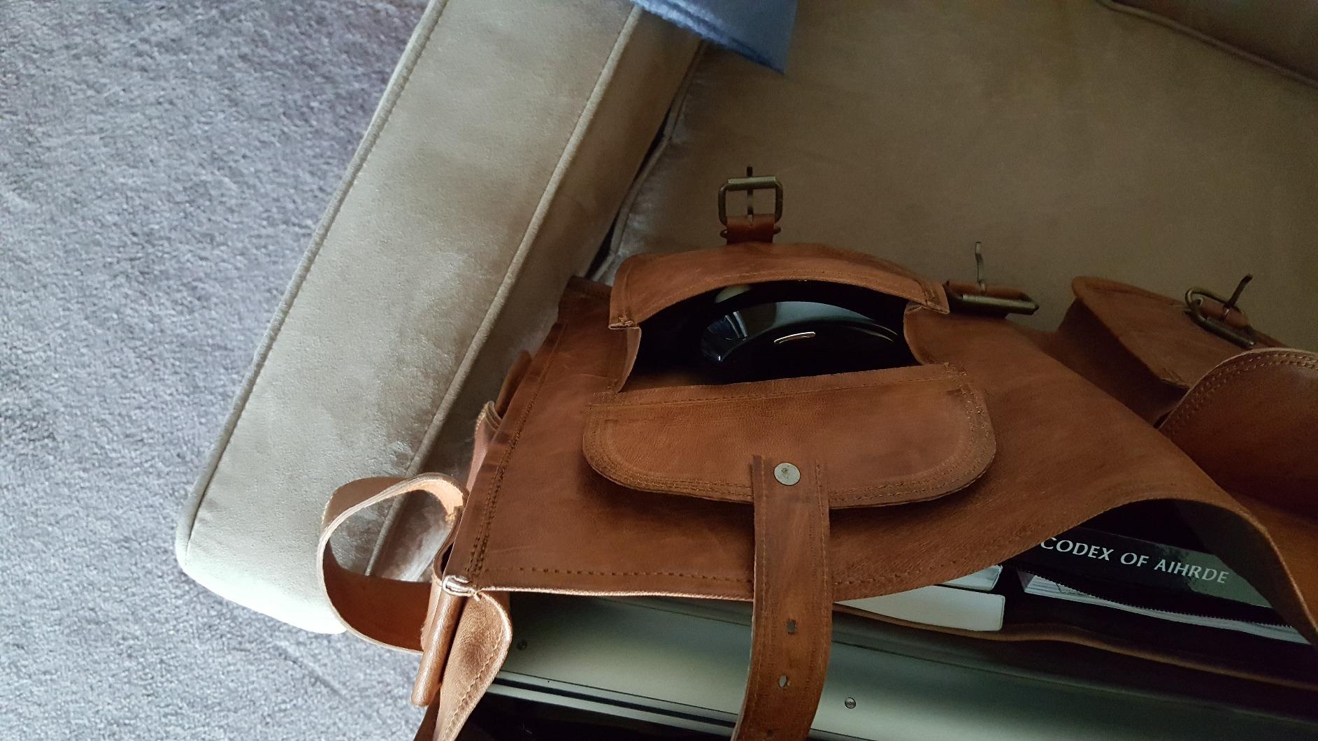 Leather briefcase 18 inch laptop messenger bag for men and women best satchel office bag customer photo 2