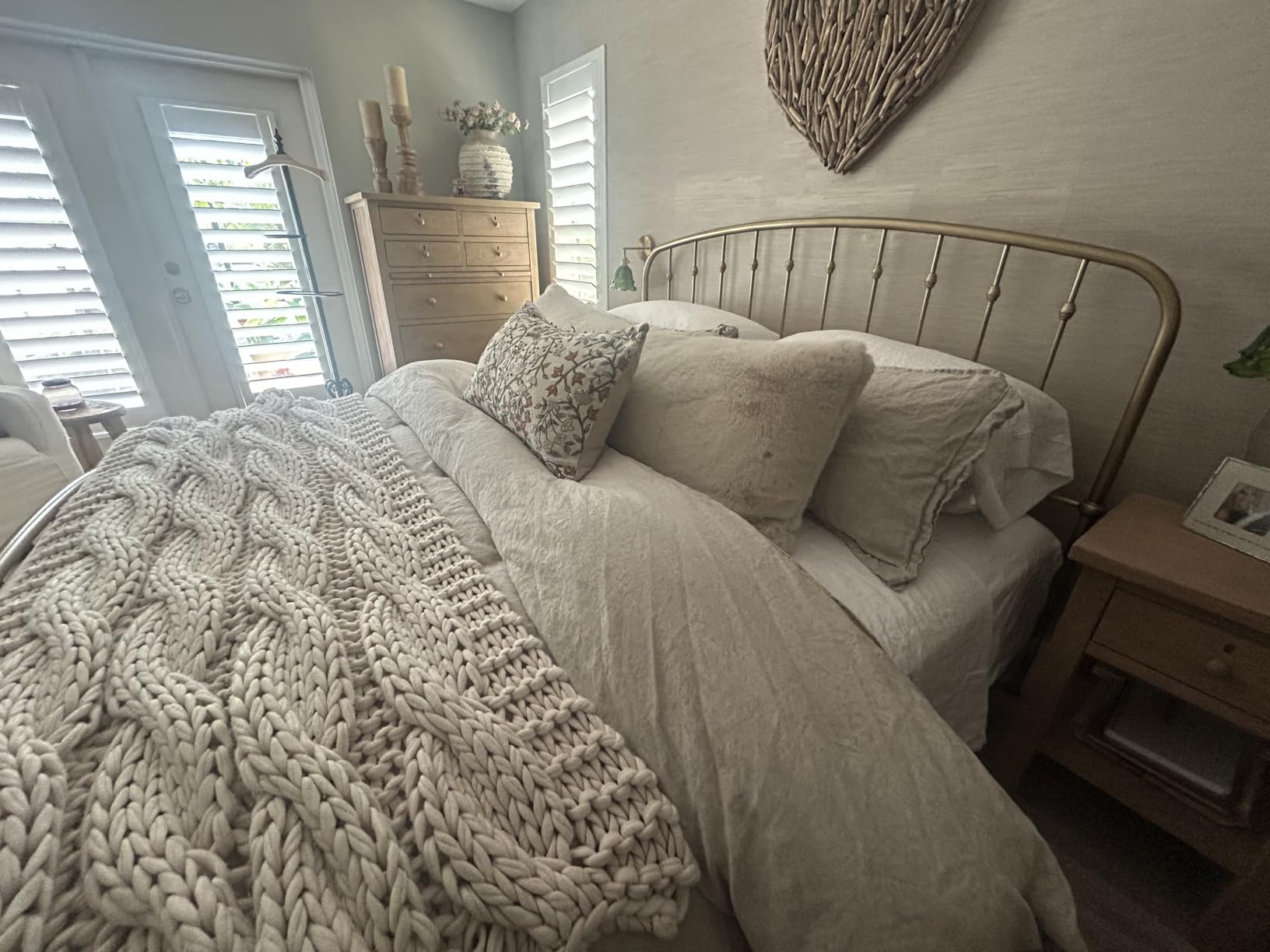 Simple&Opulence 100% Linen Duvet Cover Set with Embroidery Border Washed - 3 Pieces (1 Duvet Cover with 2 Pillow Shams) with Button Closure Soft Breathable Farmhouse - Linen, Queen Size customer photo 1