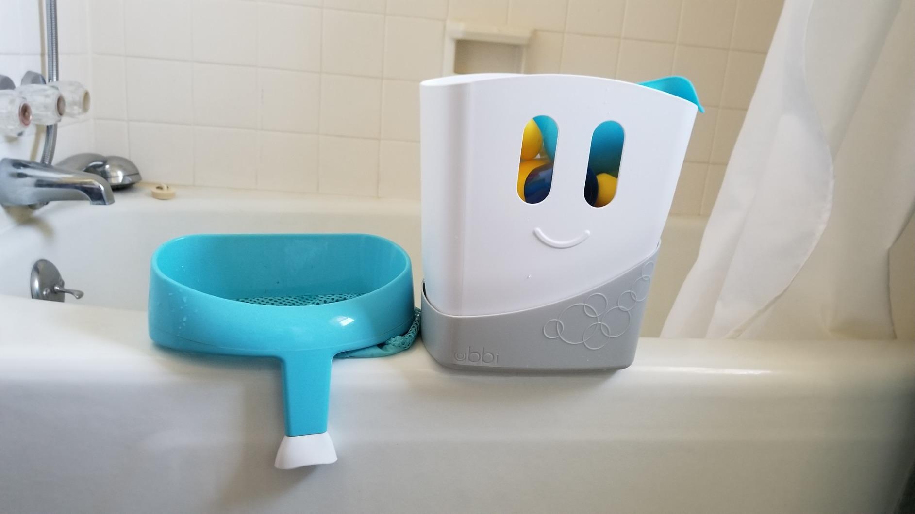 Ubbi Freestanding Bath Toy Organizer Bath Caddy with Removable Drying Rack Bin and Scoop for Toddlers and Baby, Gray customer photo 2