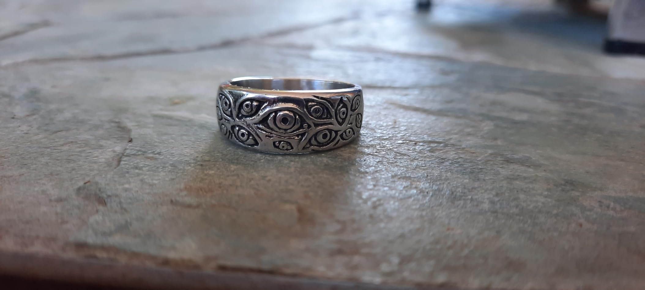 Men's Vintage Engraved Eye of God Ring Black Gold Silver Tone | Stainless Steel customer photo 1