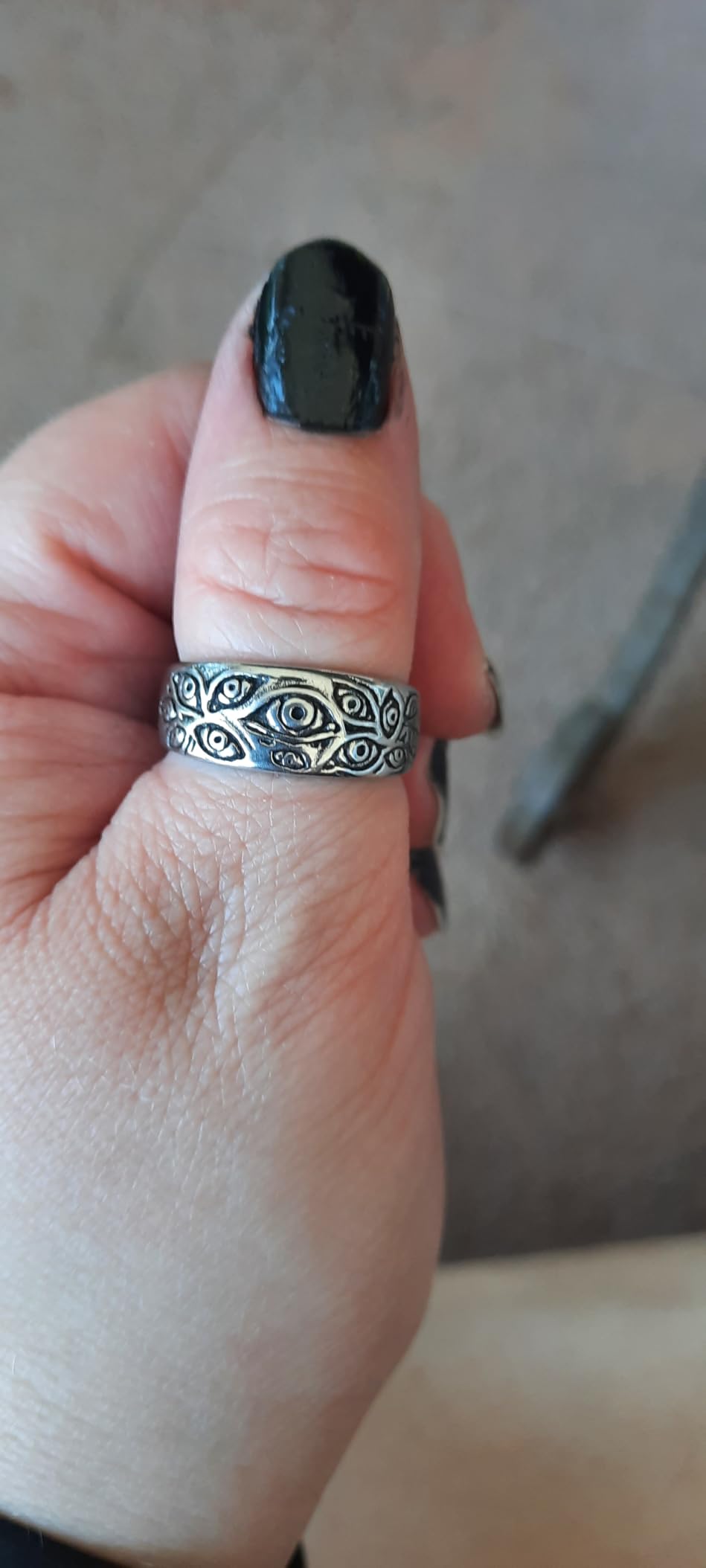 Men's Vintage Engraved Eye of God Ring Black Gold Silver Tone | Stainless Steel customer photo 2