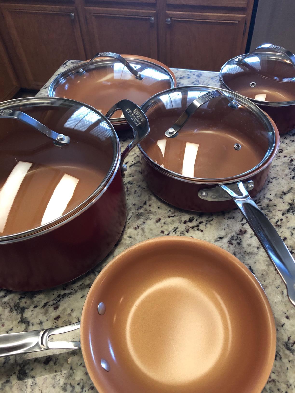 BulbHead Red Copper 10 PC Copper-Infused Ceramic Non-Stick Cookware Set customer photo 1