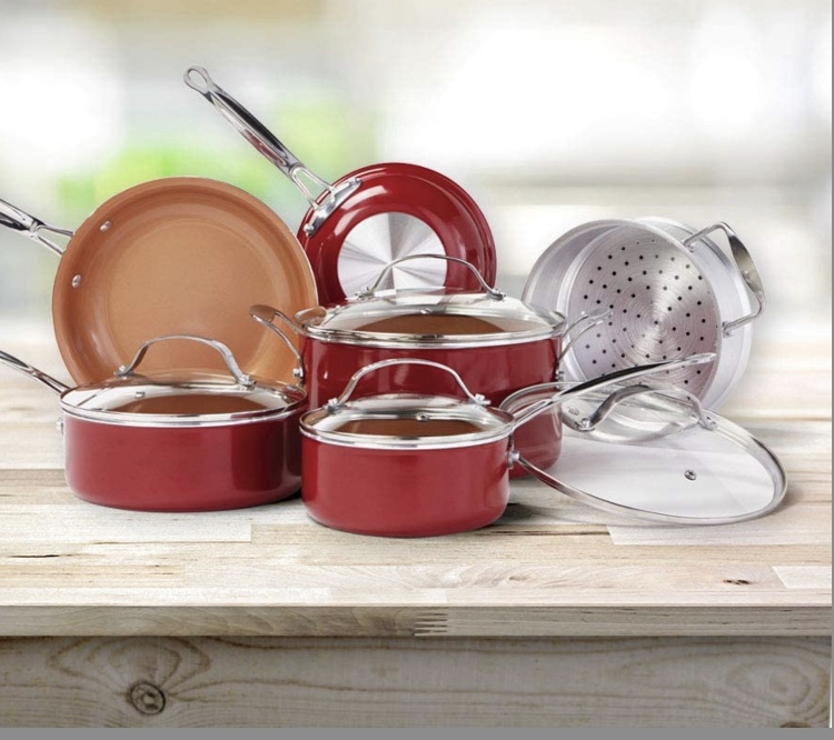 BulbHead Red Copper 10 PC Copper-Infused Ceramic Non-Stick Cookware Set customer photo 2