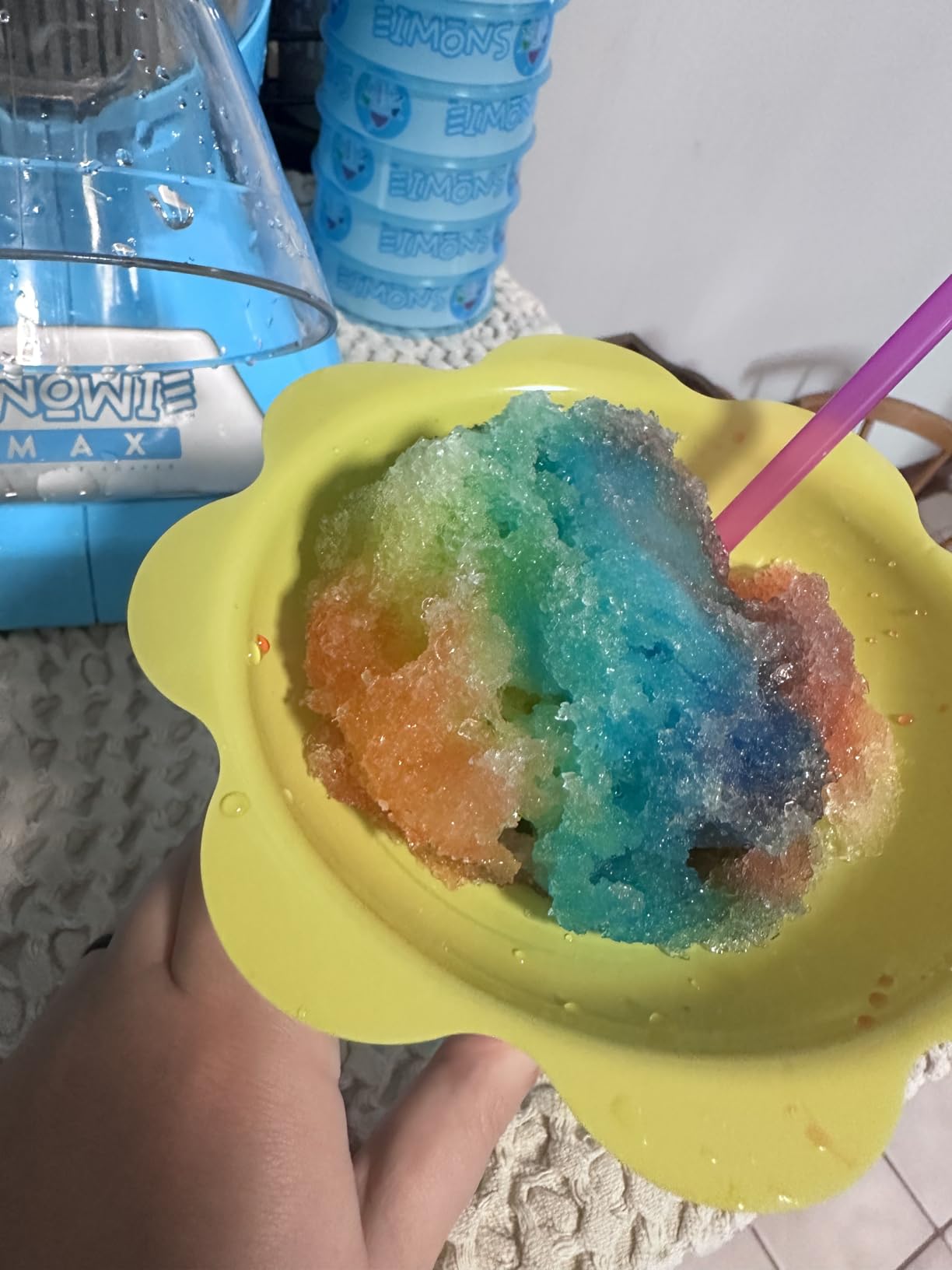 SNOWIE Little Snowie Max Snow Cone Machine (6-Stick Kit, White) | Premium Shaved Ice Maker, With Powder Sticks Syrup Mix customer photo 1