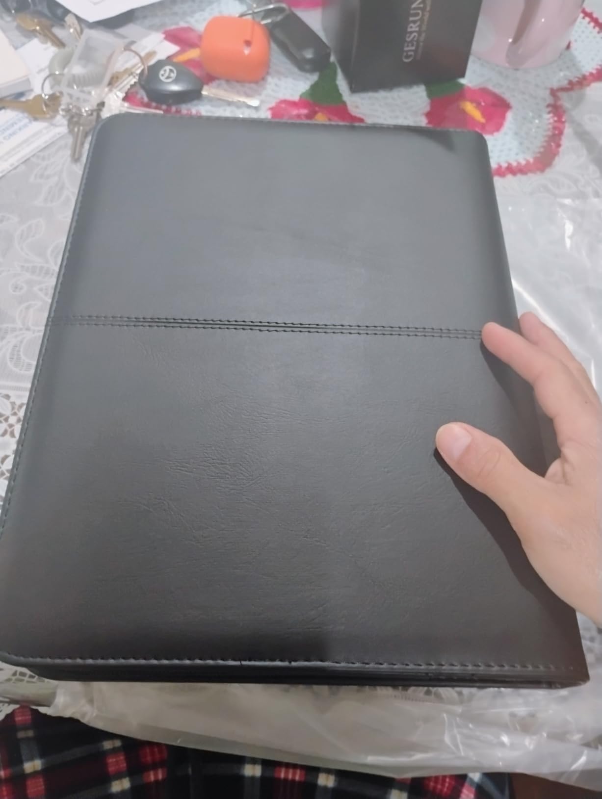 Cossini Black Superior Vegan Leather Business Portfolio with Zipper - Padfolio All-in-One. Smartest Protective 10.1 Inch Tablet Sleeve, Presentation Slot, Solar Calculator, Card Storage, Writing Pad customer photo 2