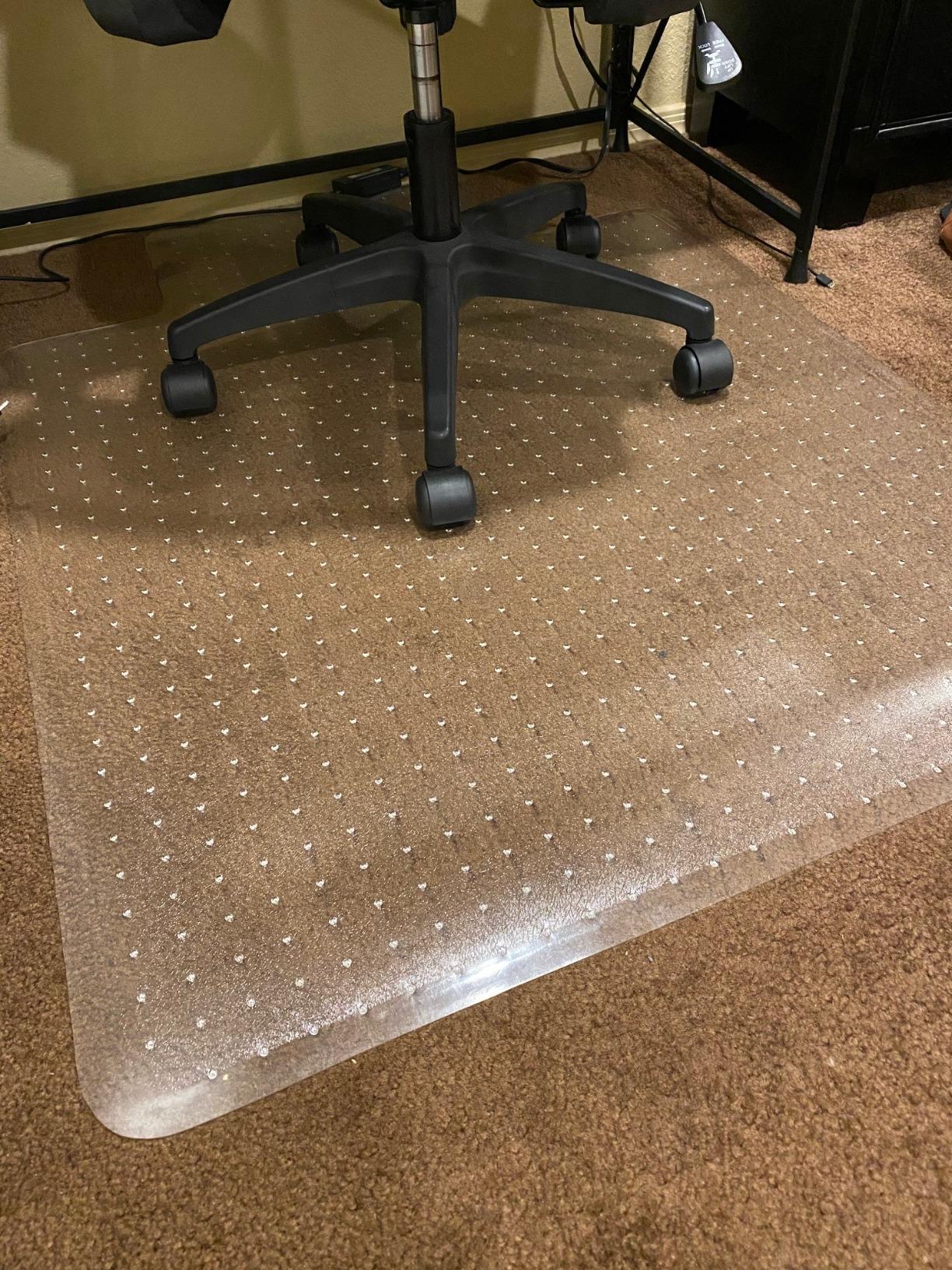 HON Office Chair Mat for Carpet, Heavy Duty, Clear Desk Mat, 36 x 48 in | Protect carpet and floors, clear desk chair mat with extended lip, floor mat, ramped edges, low-pile use, office decor customer photo 1