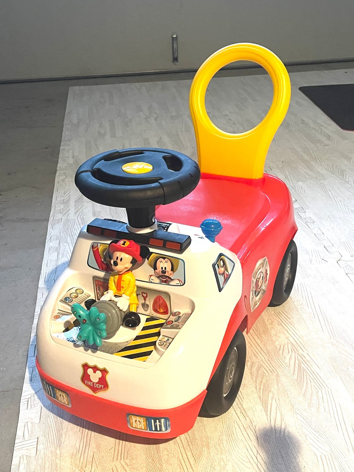 Kiddieland Disney Mickey Mouse Activity Fire Truck Ride-On, Push Car | Foot-to-Floor Firefighter Toy with Lights & Sounds, Siren, Music, and Storage. Suitable for Ages 12-36 Months customer photo 1