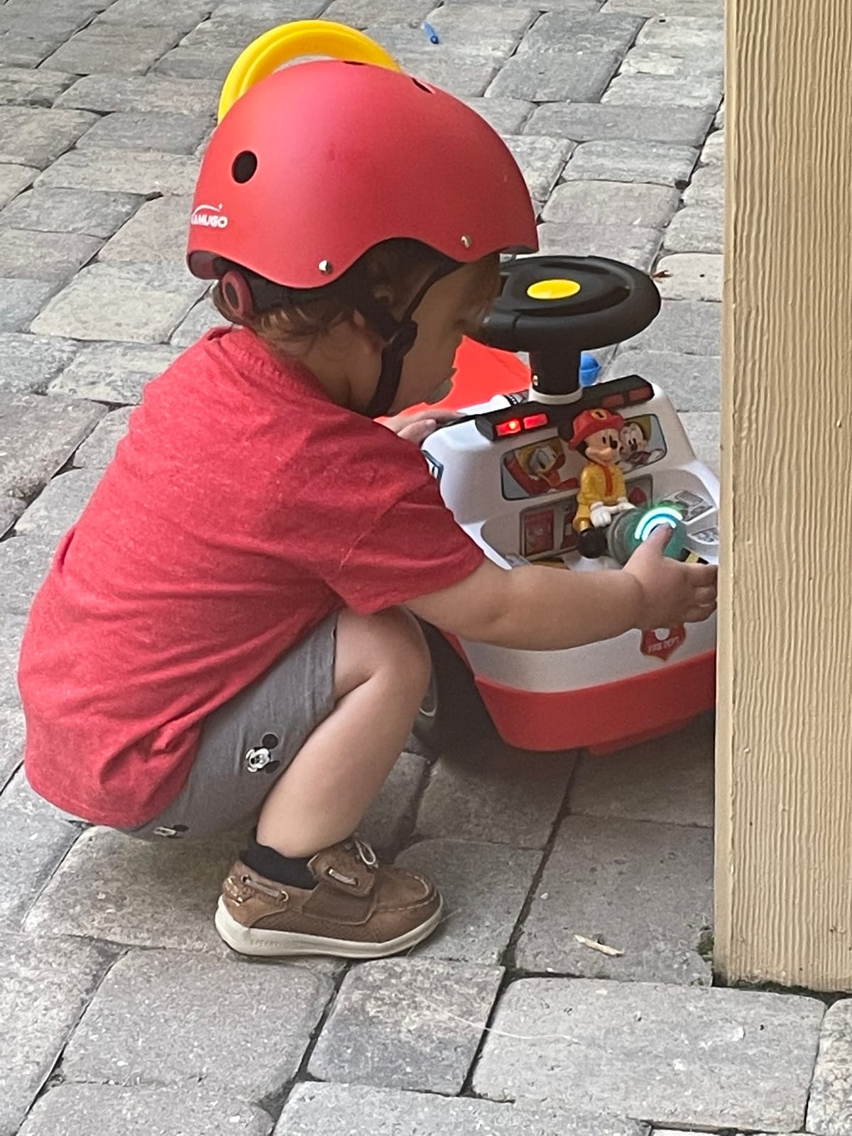 Kiddieland Disney Mickey Mouse Activity Fire Truck Ride-On, Push Car | Foot-to-Floor Firefighter Toy with Lights & Sounds, Siren, Music, and Storage. Suitable for Ages 12-36 Months customer photo 2