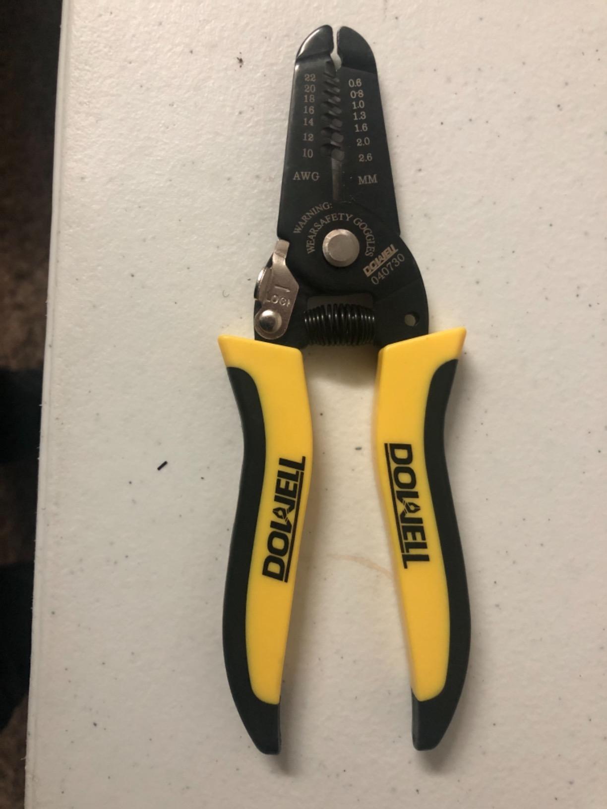 DOWELL Wire Stripper, 10-22 AWG Wire Cutter, Stripping Tool | Strips 10-22 AWG, cuts copper/fine iron, safety lock, stainless steel, comfortable TPE handle customer photo 2