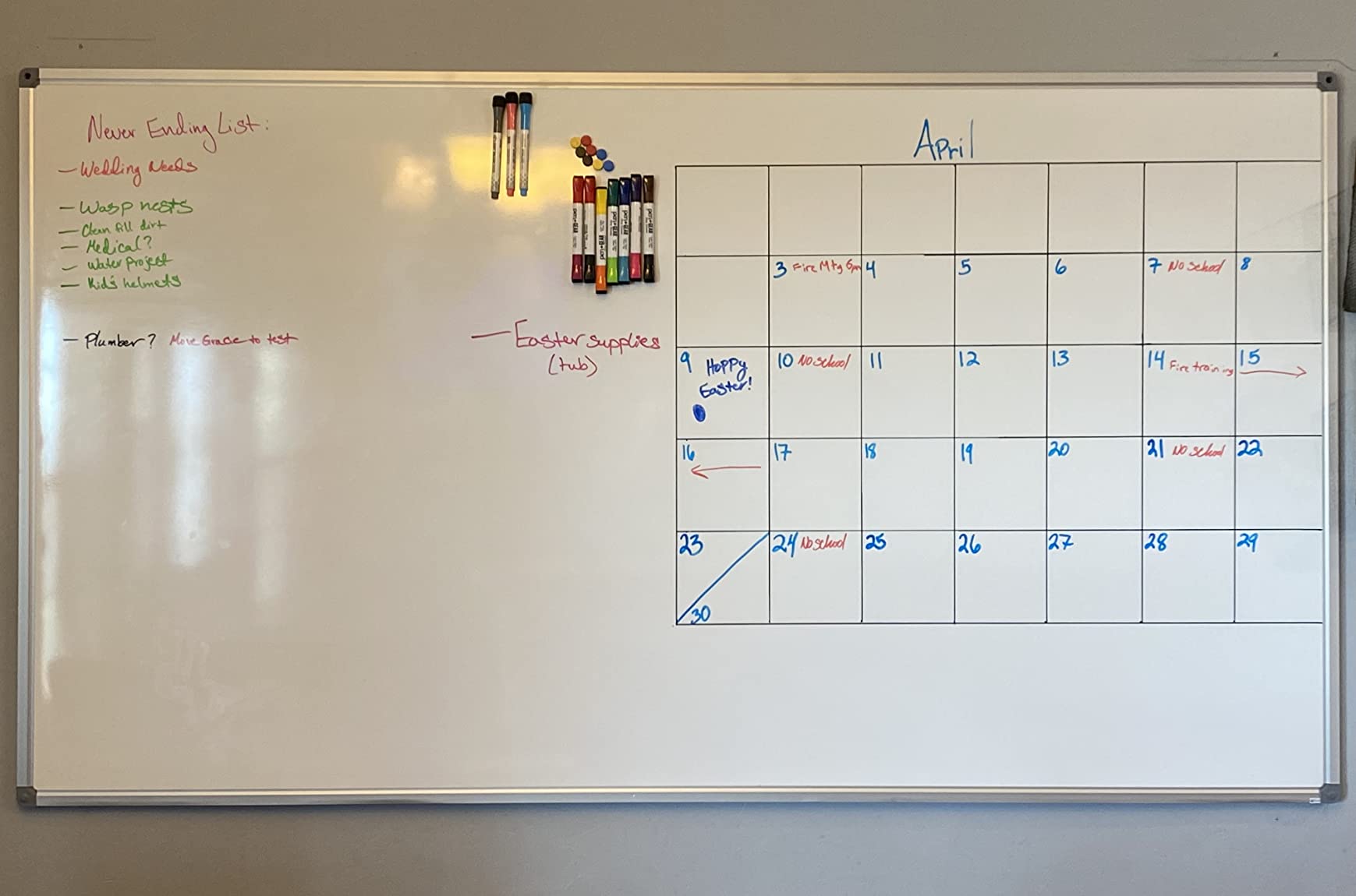 Lockways White Board Dry Erase Board 48 x 36 Inch, Magnetic Whiteboard | 4 x 3 Silver Aluminium Frame, Set Including 1 Detachable Aluminum Marker Tray, 3 Dry Erase Markers, 8 Magnets customer photo 1