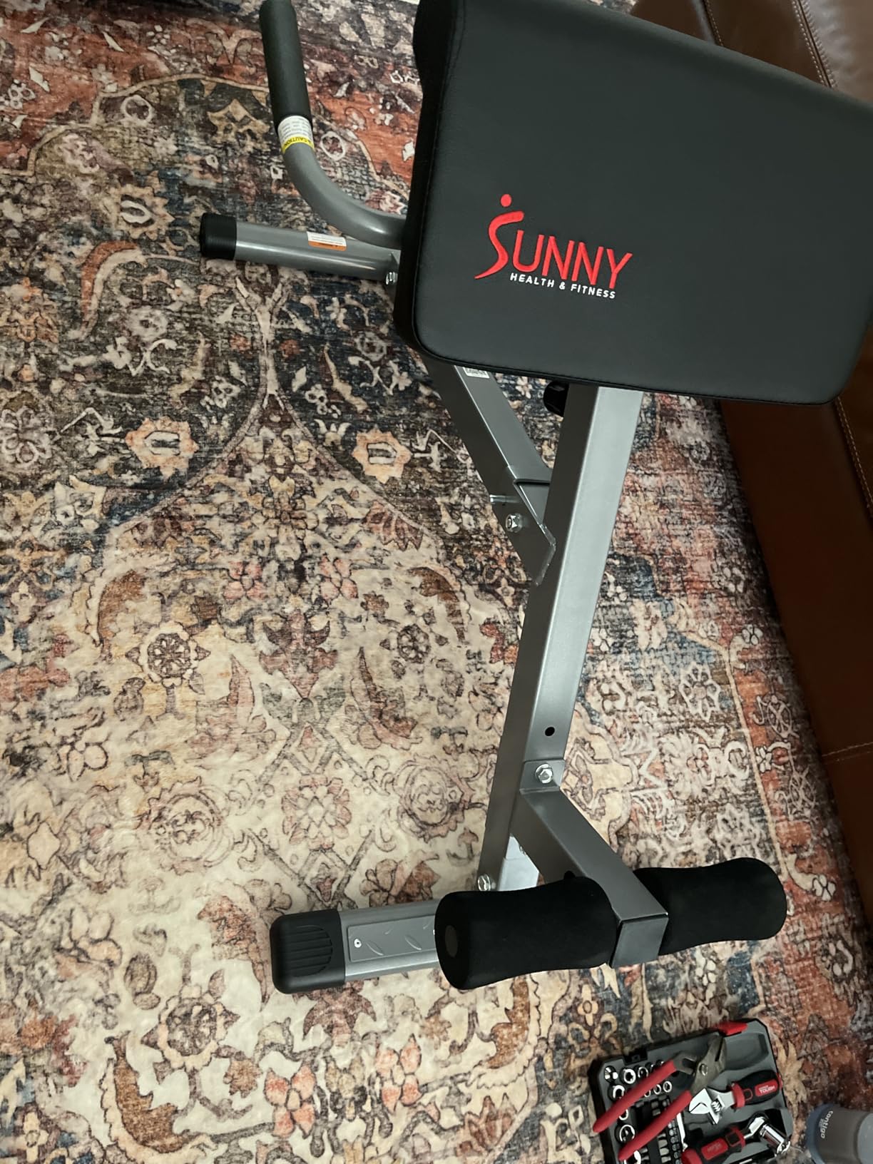 Sunny Health & Fitness Multi-Function Roman Chair | Adjustable Height, Folds Flat for Storage, Built in Dip Station, Targets Back, Abs & Core, Crunches & Back Extensions customer photo 2