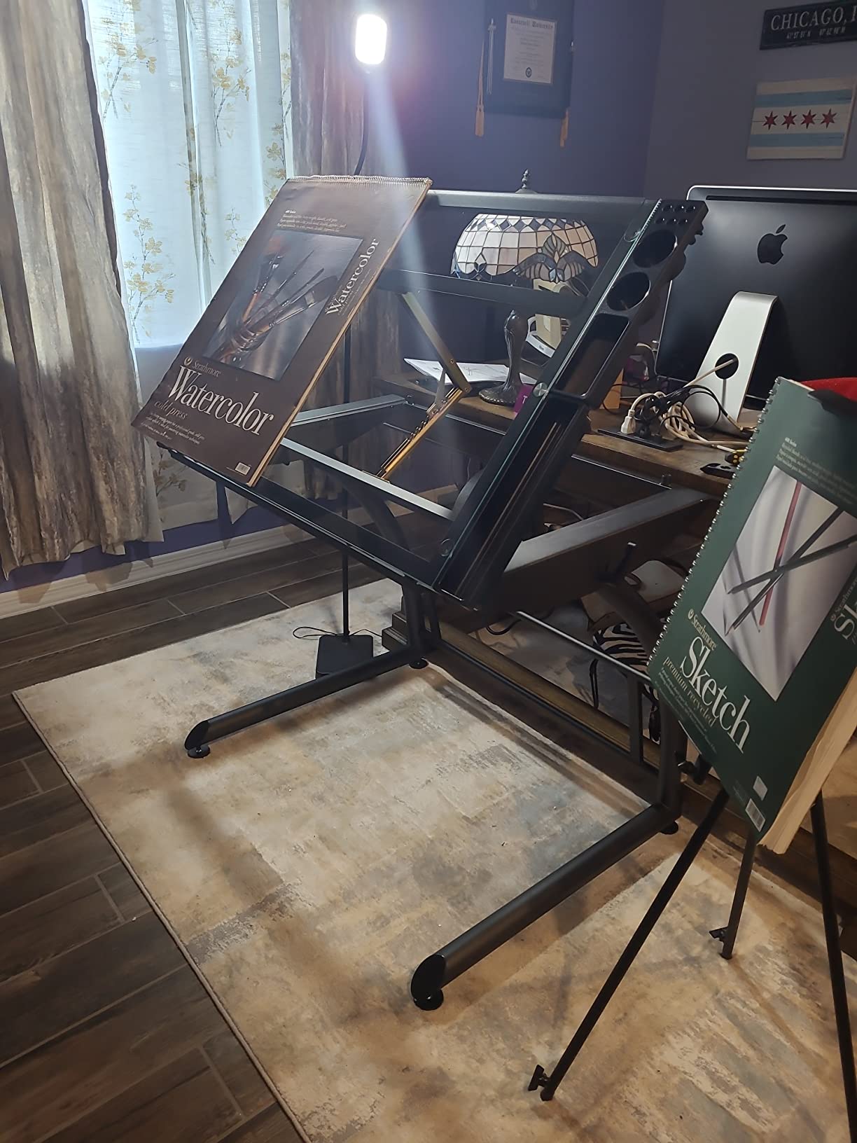 SD Studio Designs Triflex Drawing Table, Sit to Stand Up Adjustable Office Home Computer Desk, 35.25
