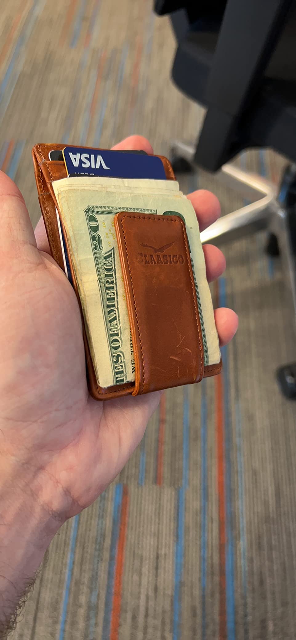 Men's Leather Money Clip Wallet - Slim Front Pocket Wallet w/Super Strong Magnetic Clip, RFID Blocking, 5 Card Slots & Center Pocket + ID Window customer photo 2