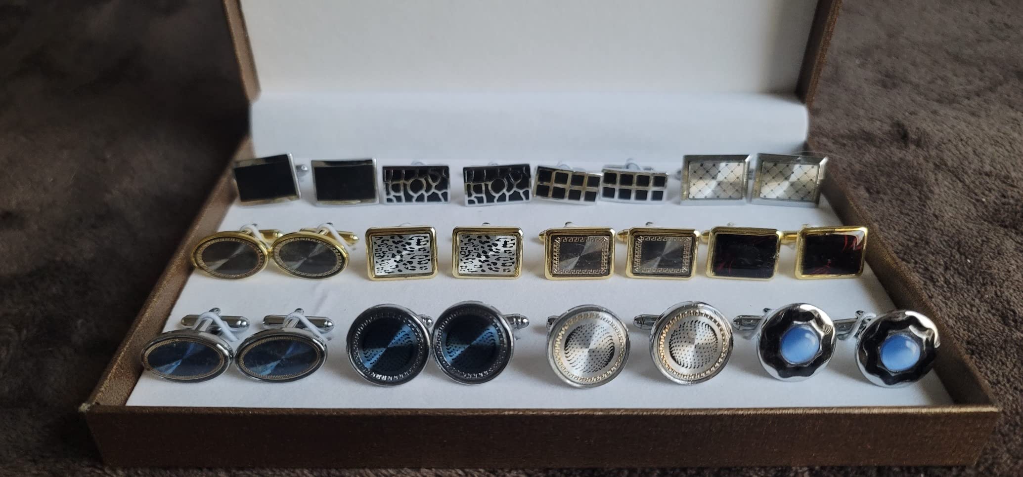 BodyJ4You 12 Pairs Cufflinks for Men Set - Father's Day Gifts for Men - Cuff Links Black Suit Tuxedo Shirt Wedding Business Groom Formal - Elegant Box Jewelry Set customer photo 1