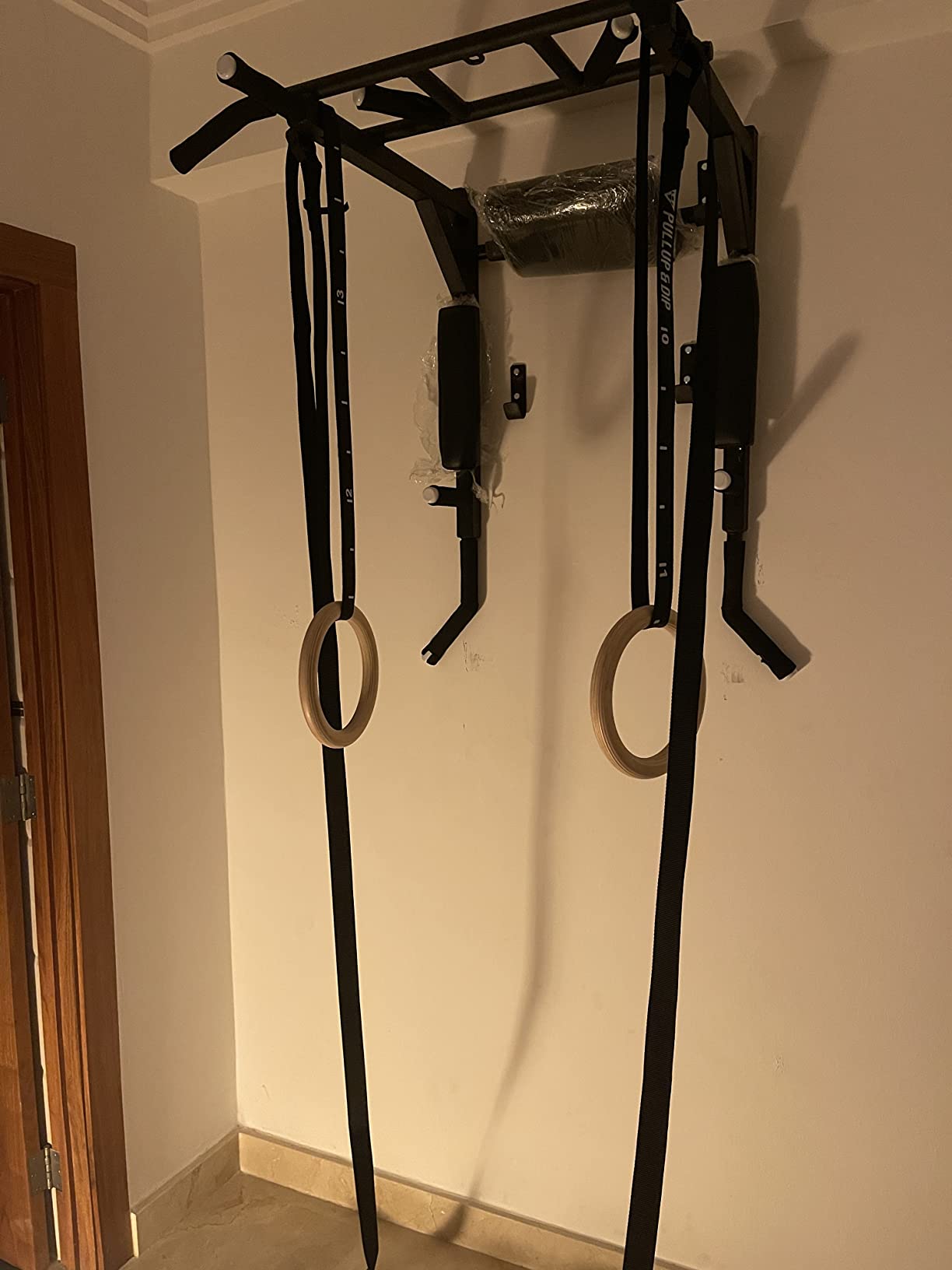 PULLUP & DIP Premium Gymnastic Rings, Wooden Gym Rings for Calisthenics - Wide Straps with Length Markings + Door Anchor + Carry Bag + Exercise Guide, Calisthenics Rings customer photo 2