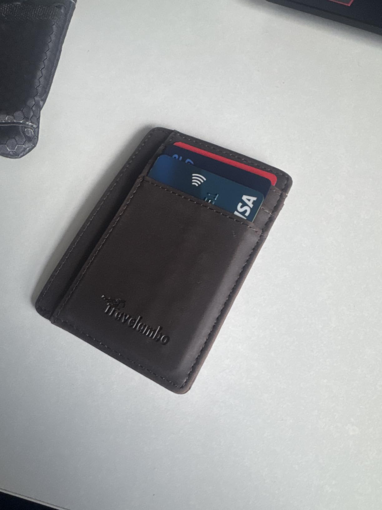 Slim Wallet Front Pocket Minimalist Leather RFID Blocking Medium Size customer photo 1
