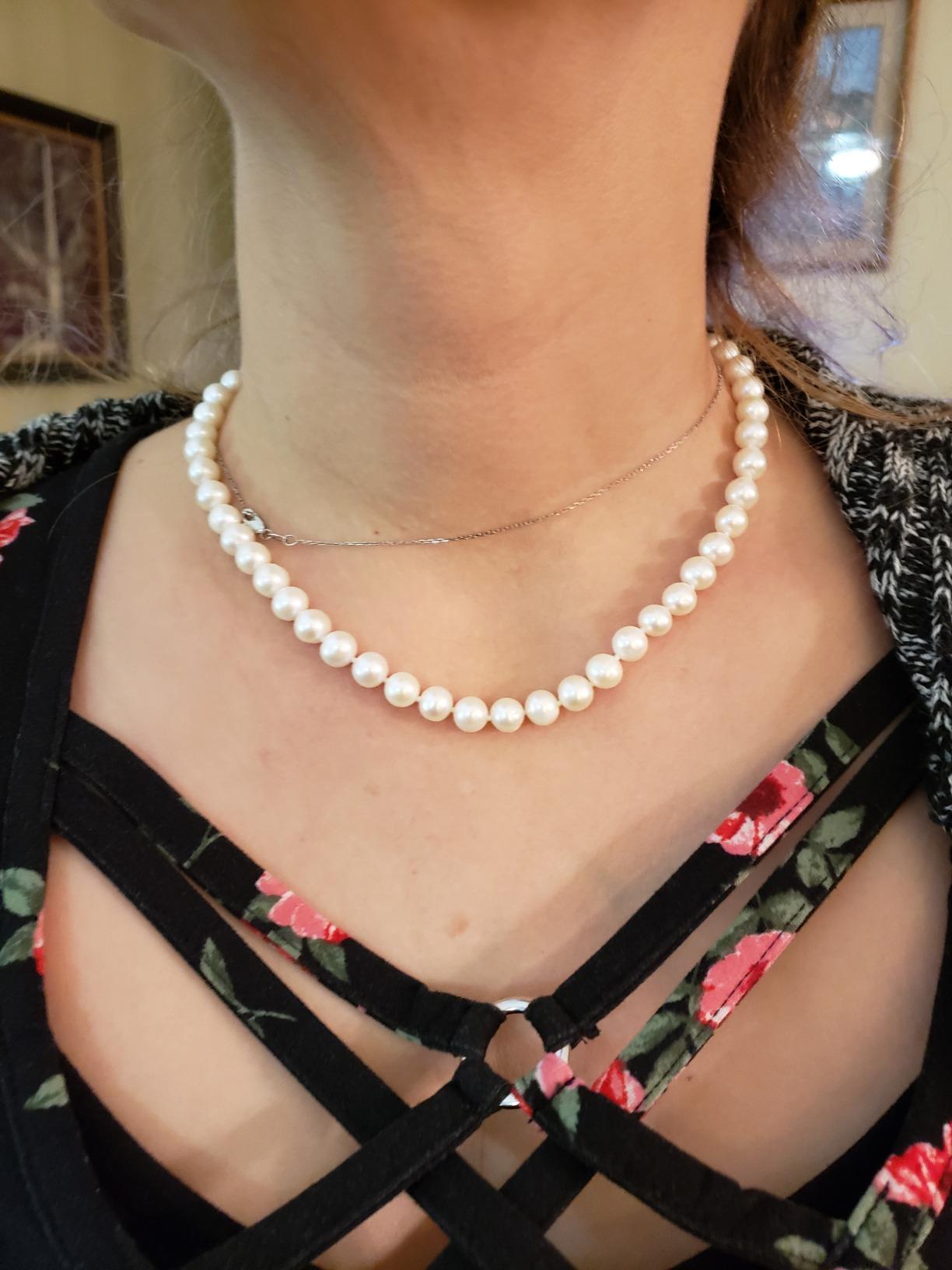 White Freshwater Cultured Pearl Necklace for Women in 18 Inch Princess Length customer photo 1