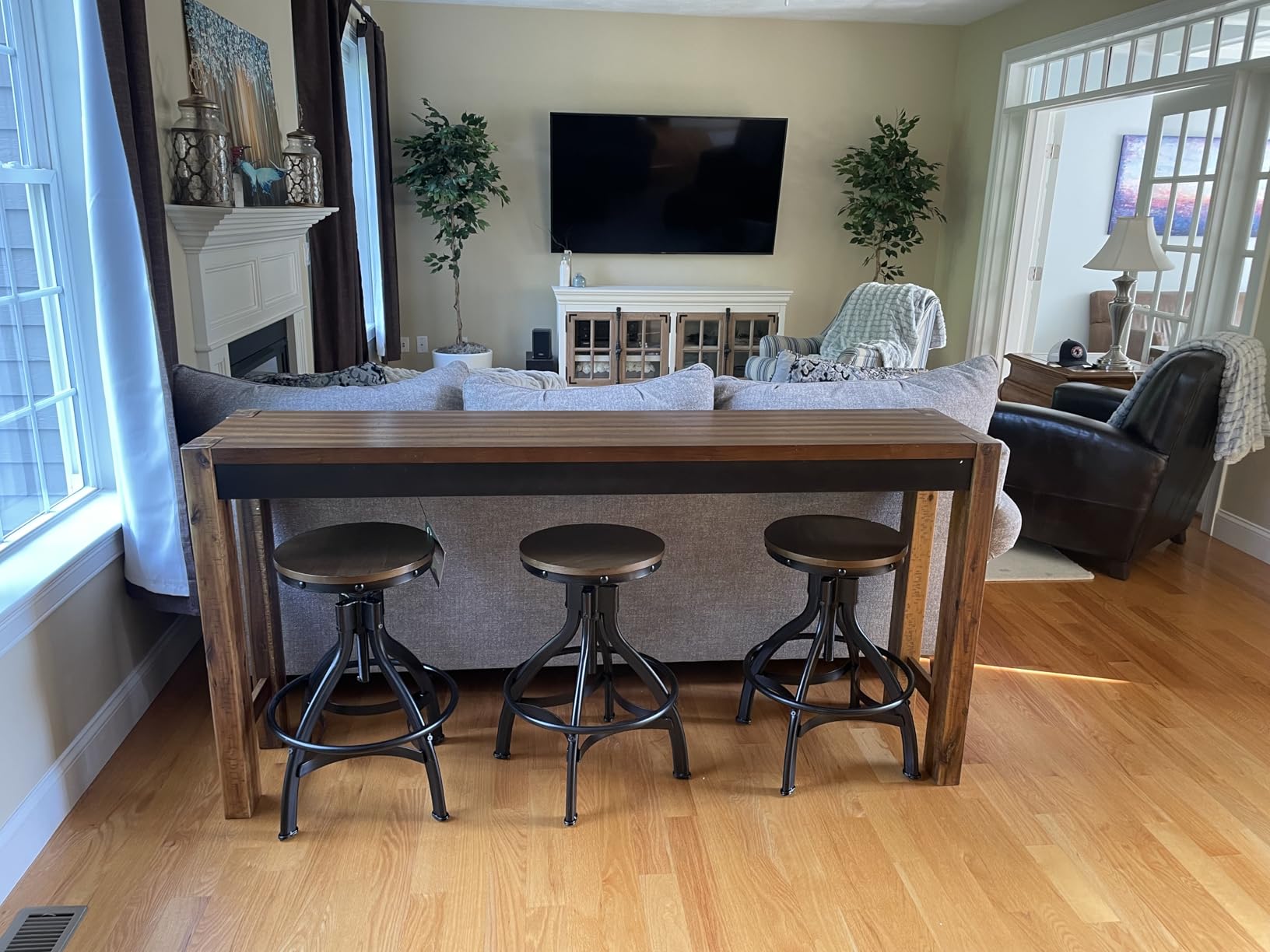 Signature Design by Ashley Counter Height Dining Table, 72-in Behind Couch | Seats 3, Veneers, Wood and engineered wood, Behind couch table, Slim 16-in depth, Torjin Series customer photo 1