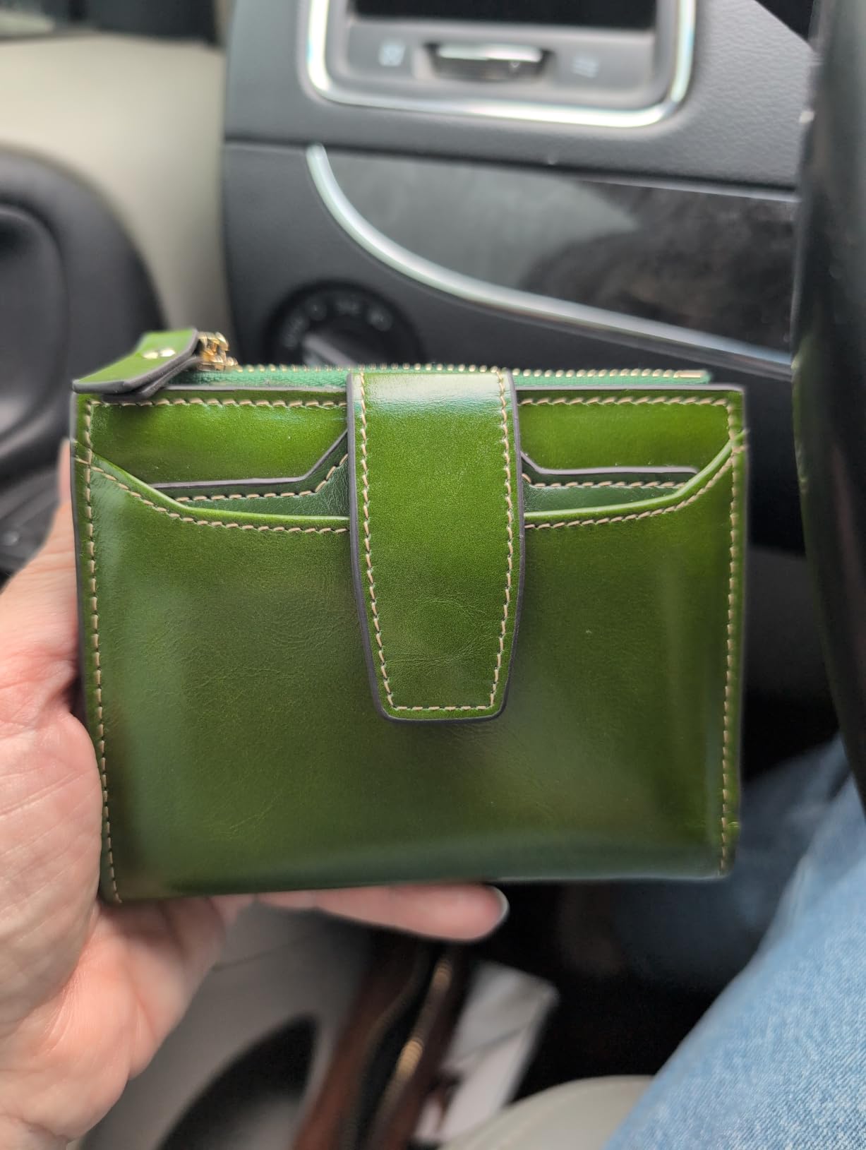 Women's RFID Blocking Leather Small Compact Bi-fold Zipper Pocket Wallet Card Case Purse with ID Window customer photo 2