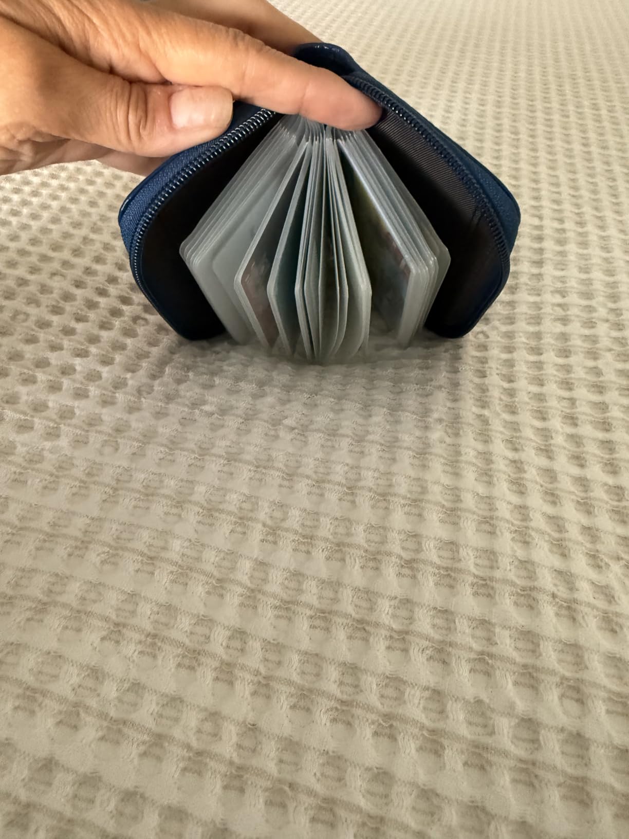Genuine Leather Credit Card Holder Zipper Wallet With 26 Card Slots customer photo 2