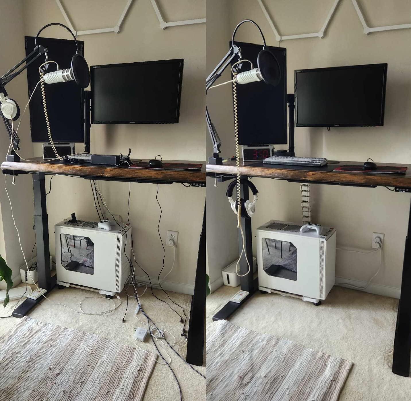 VIVO Under Desk Vertebrae Cable Management Kit, Adjustable Quad Entry Flexible Cord Organizer for Home Office, Black, DESK-AC01C customer photo 1