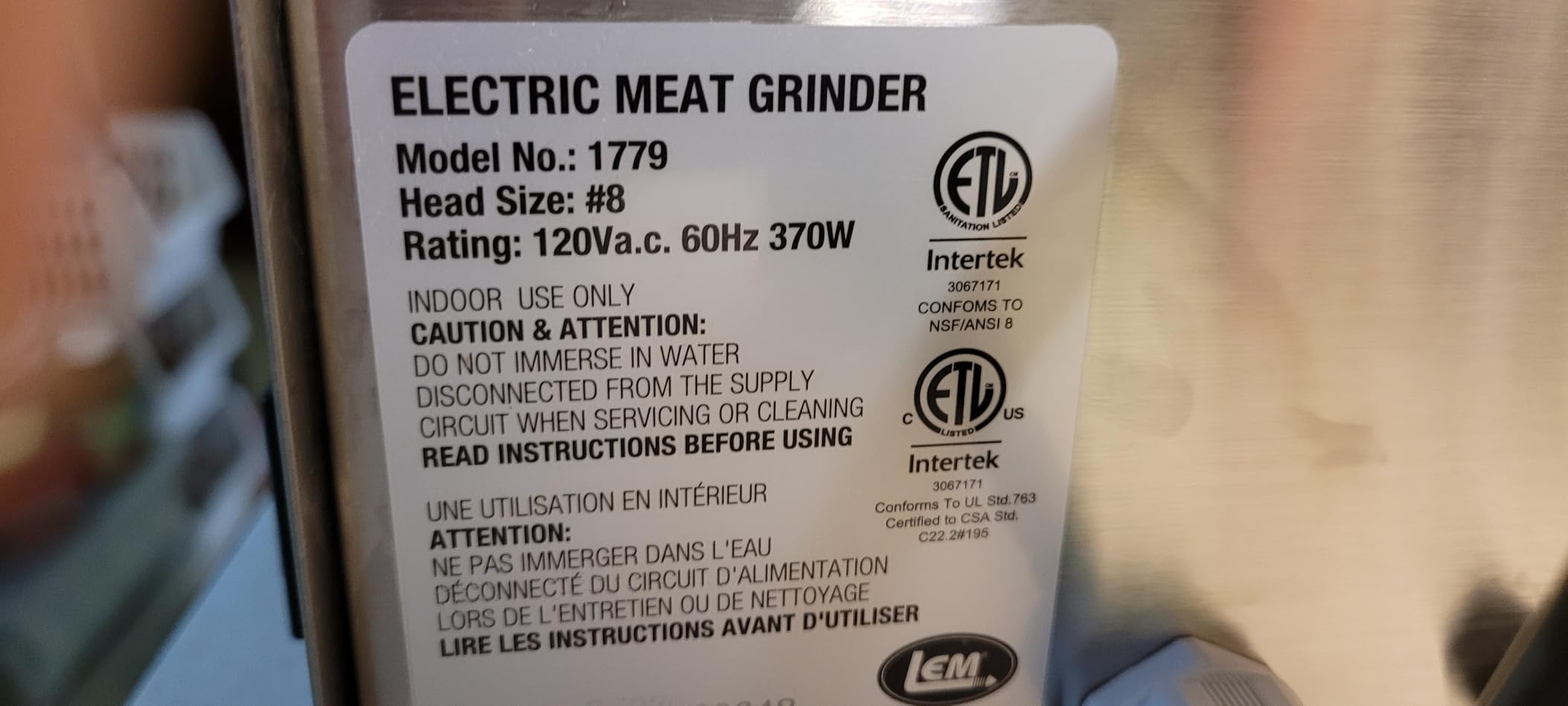 LEM Products BigBite #32 Meat Grinder, Electric Meat Grinder | For Professional and Home Use, Heavy-Duty Food Processor for Grinding and Sausage Stuffing, 1.5 HP, Stainless Steel customer photo 2