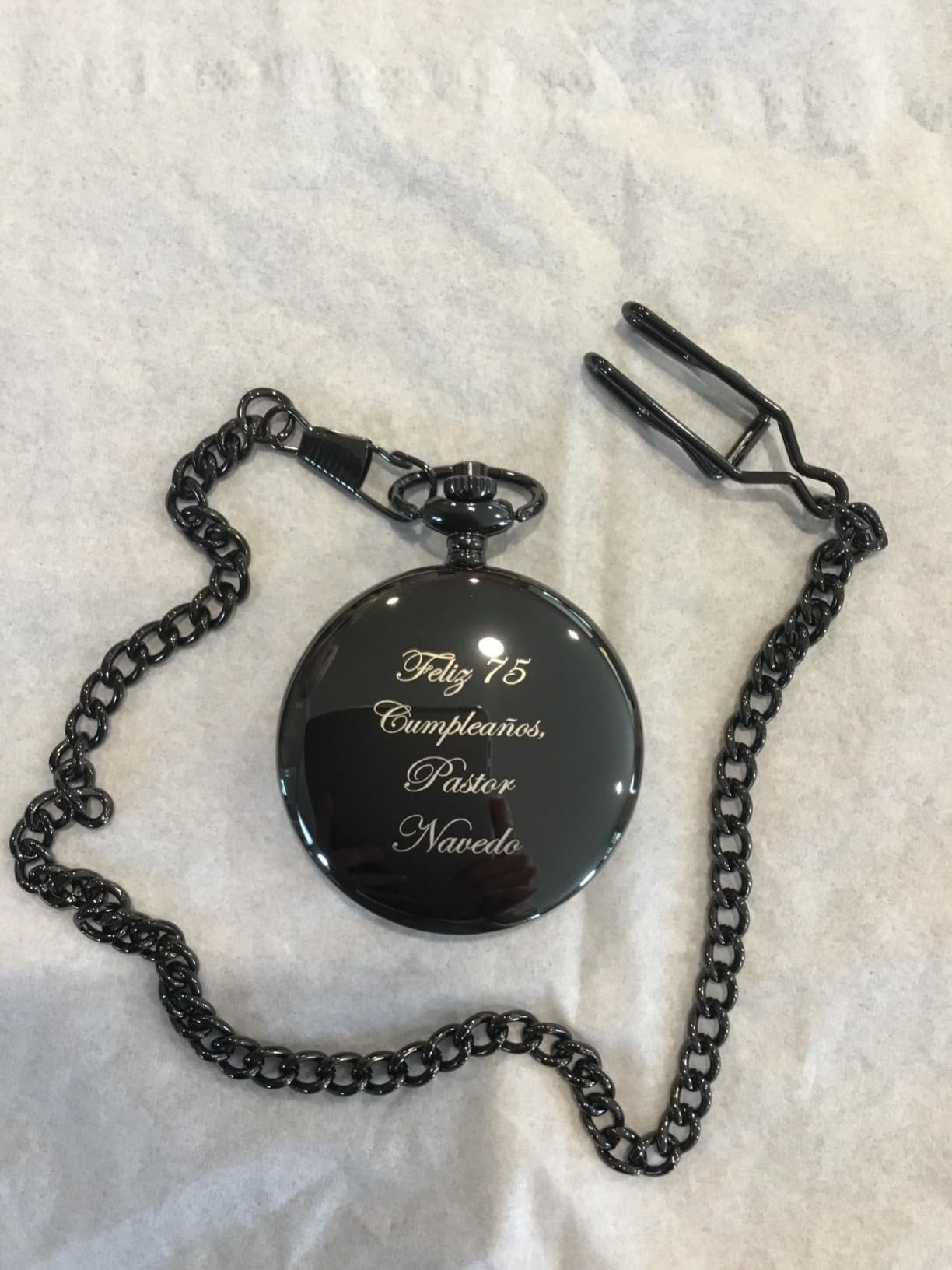 Personalized Gunmetal Pocket Watch with Gold Dial Custom Engraved Free - Timepiece with Free Engraving & Gift Box - Ships from USA customer photo 1