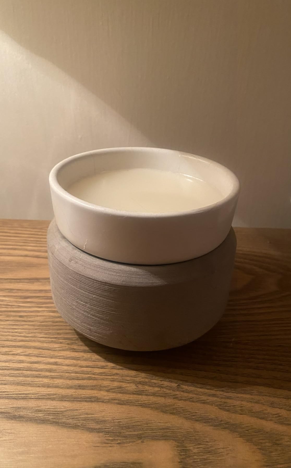 Candle Warmers ETC 2-in-1 Candle and Fragrance Warmer for Warming Scented Candles or Wax Melts and Tarts with to Freshen Room, Pewter Walnut customer photo 1