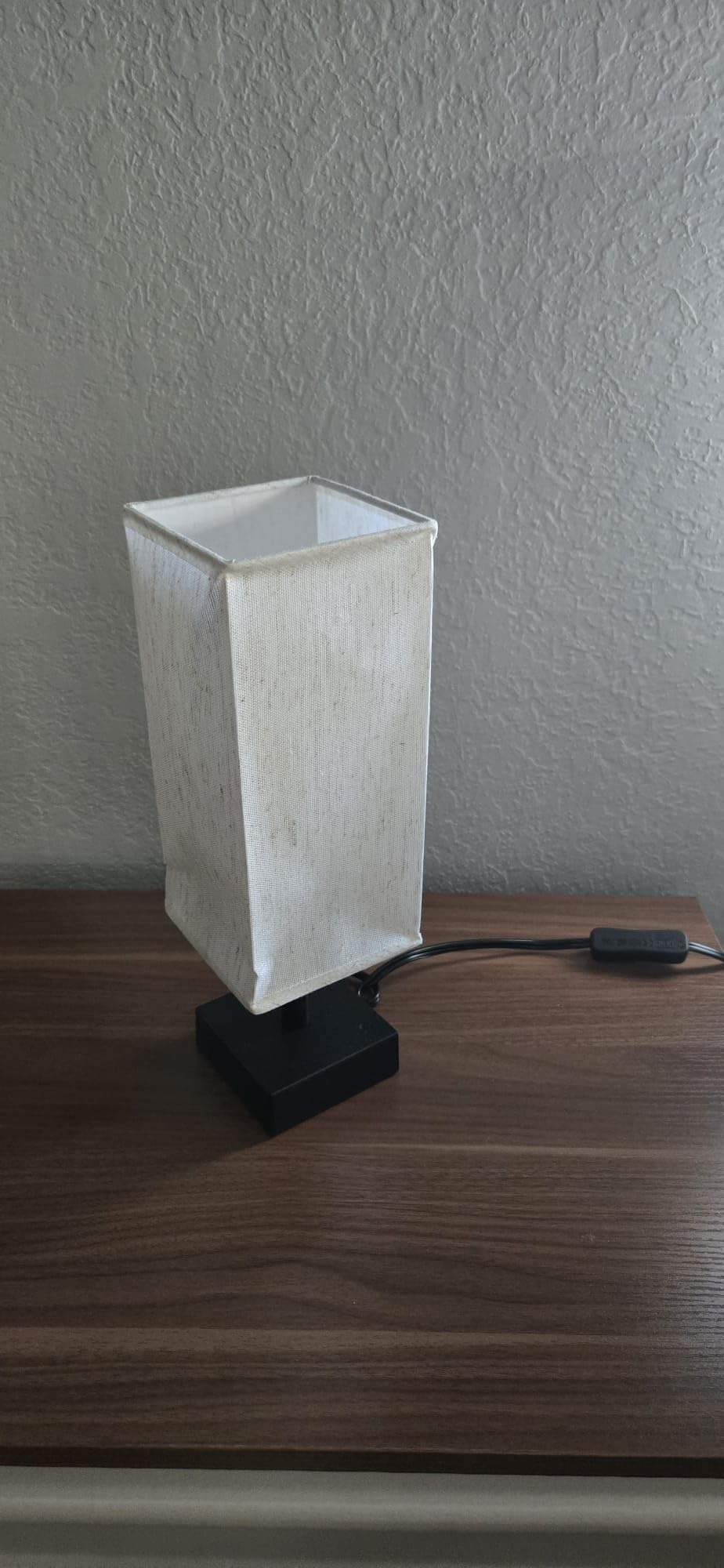 aooshine Small Bedside Table Lamp for Bedroom - Square Cream Fabric Shade, Inline Rocker Switch, 12.8