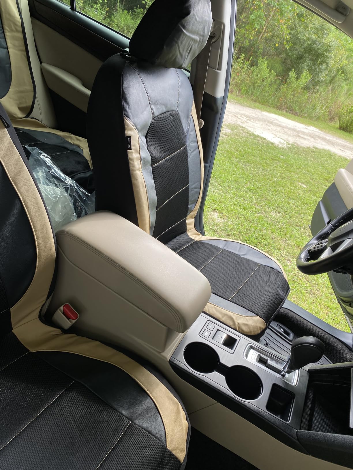 CAR PASS Universal Leather Two Front Seat Covers, Sport seat Covers fits Most Cars, SUVs, Trucks, and Vans Airbag Compatible (Black and Black) customer photo 1