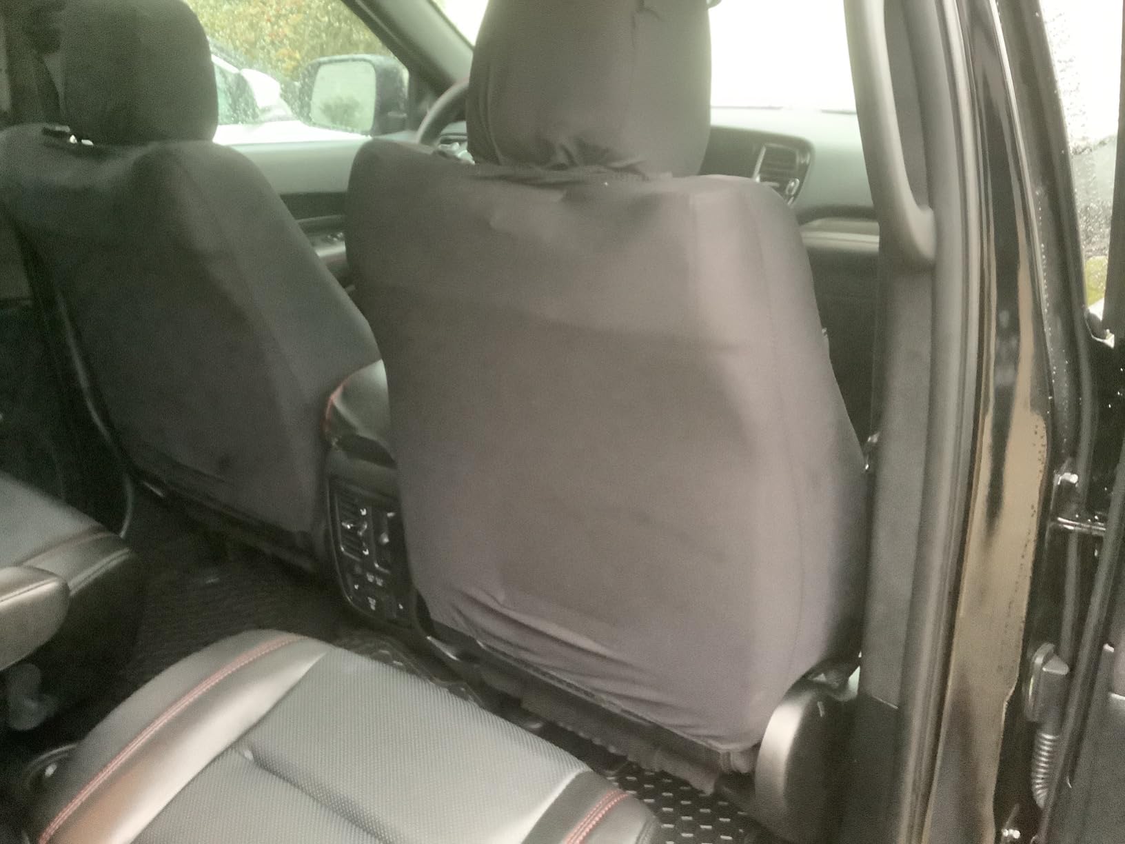 CAR PASS Universal FIT Piping Leather Car Seat Cover, Full Set (Black and Red) customer photo 1