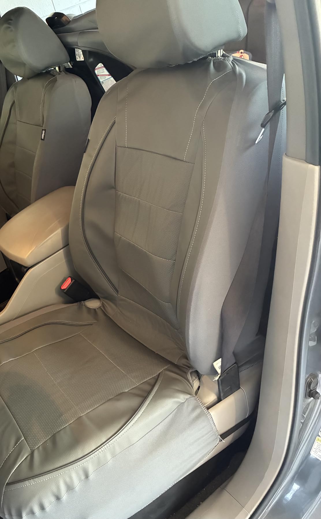CAR PASS Universal FIT Piping Leather Car Seat Cover, Full Set (Black and Red) customer photo 2