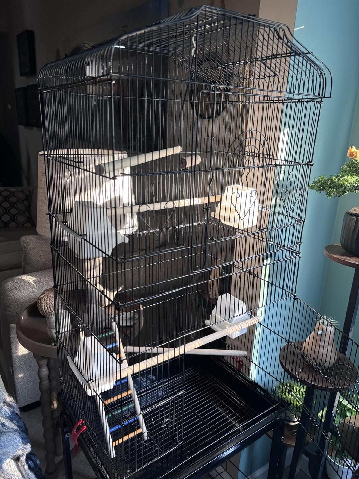 Yaheetech 64'' Open Top Bird Cage for Parakeets & Cockatiels, Black customer photo 2