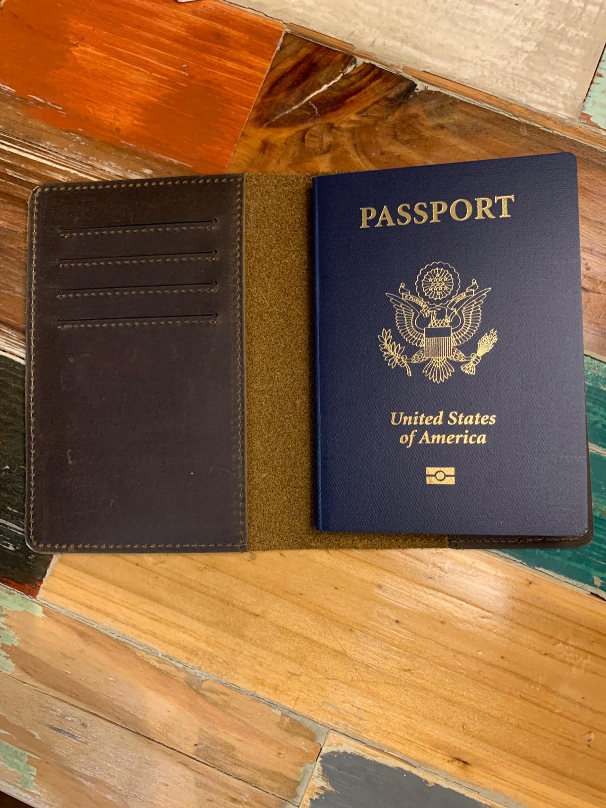 RFID Blocking Passport Holder Travel Wallet - Genuine Crazy Horse Leather for Men customer photo 2