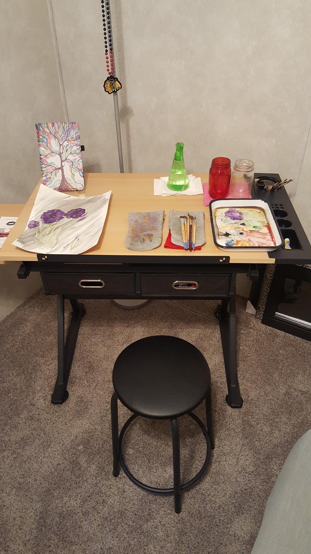 ZENY Drafting Table Art Desk Drawing Table Height Adjustable Artist Table with Tilted Tabletop, Drafting Stool and Storage Drawer for Reading, Writing, Crafting, Painting Art customer photo 1
